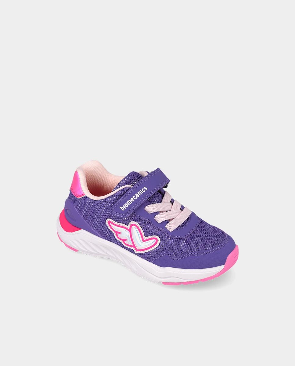 Deportivas de niña con puntera protegida de goma y cierre de velcro y elásticos. - Biomecanics - Morado Morado-4