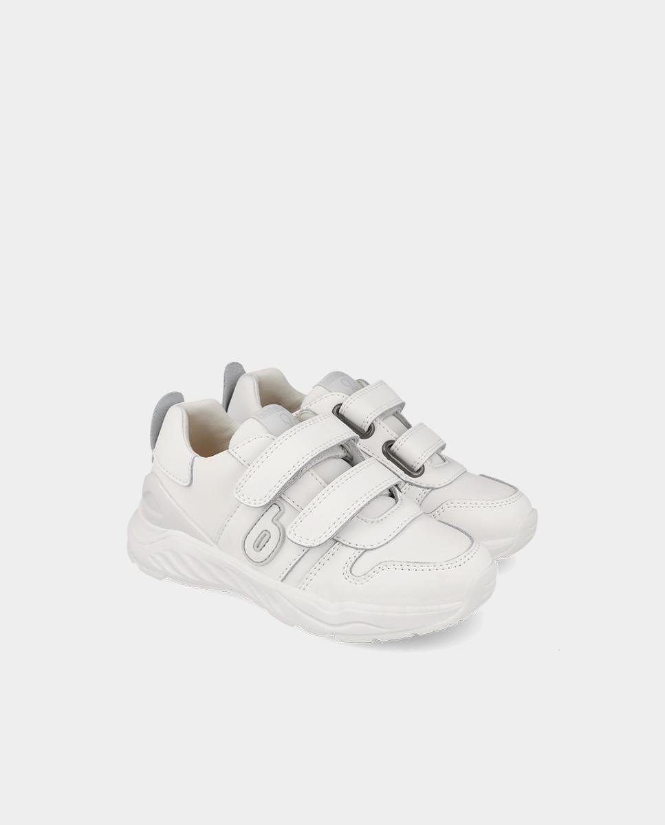 Zapatilla deportiva de niña en piel con puntera de goma - Biomecanics - Blanco Blanco-2
