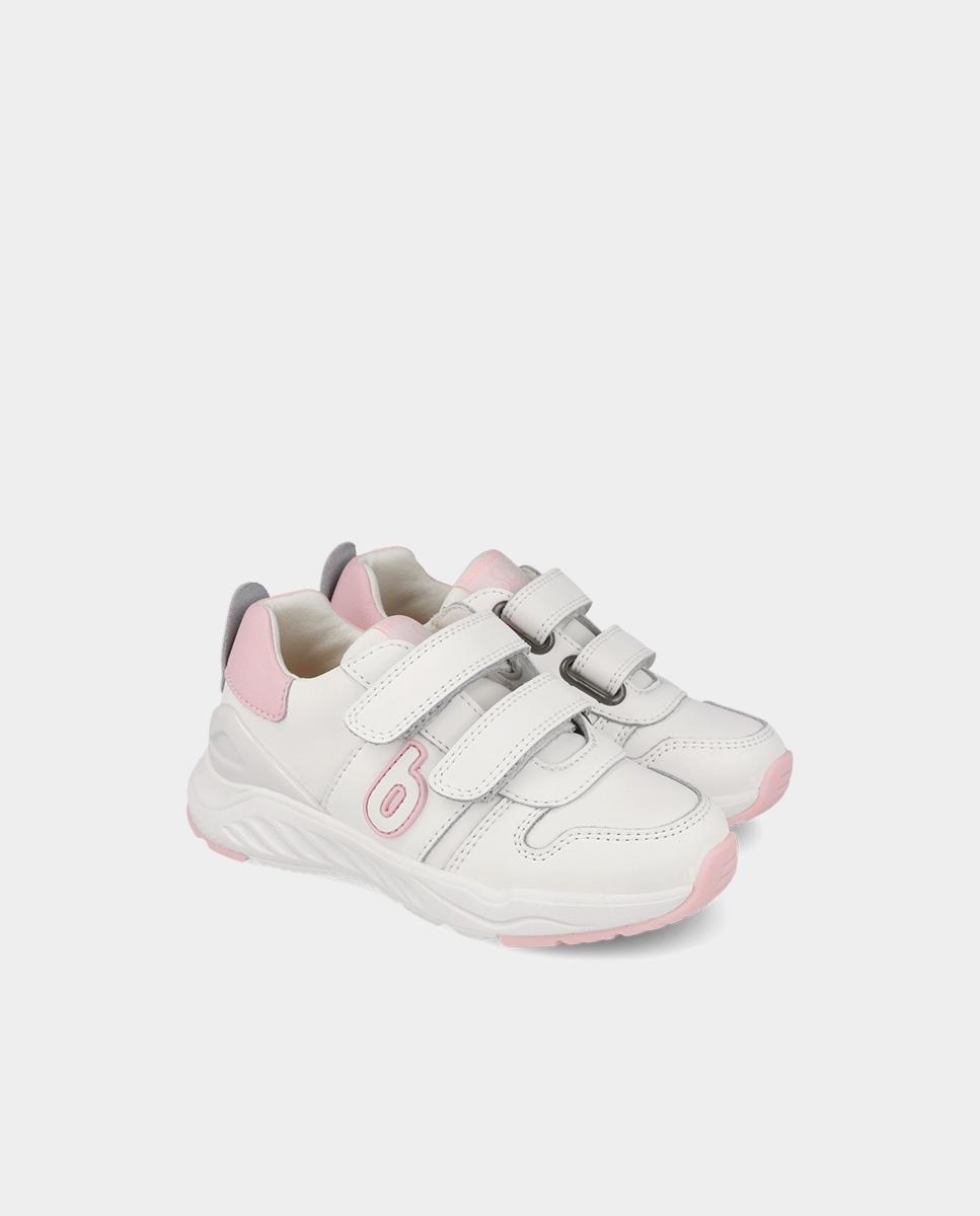 Zapatilla deportiva de niña en piel con puntera de goma - Biomecanics - Rosa Rosa-2