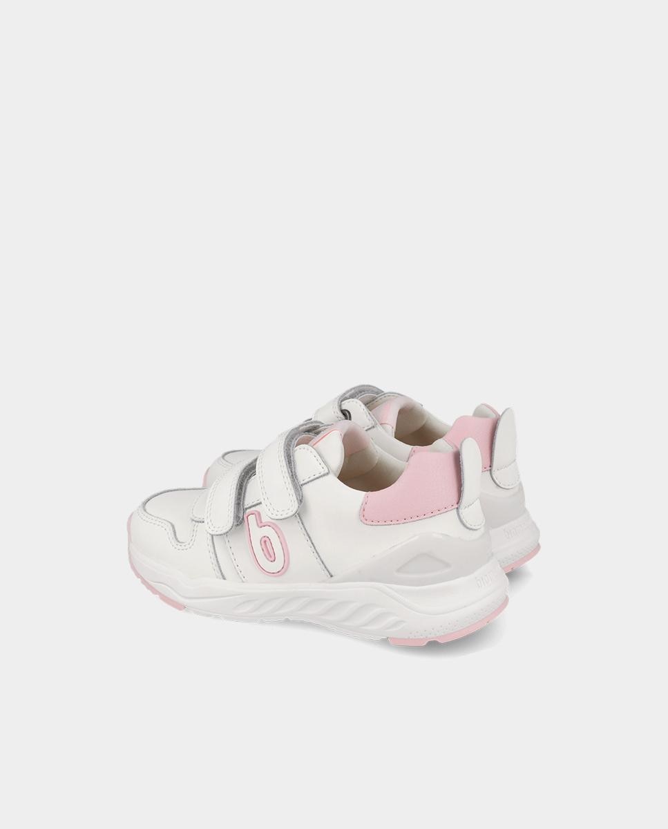 Zapatilla deportiva de niña en piel con puntera de goma - Biomecanics - Rosa Rosa-3