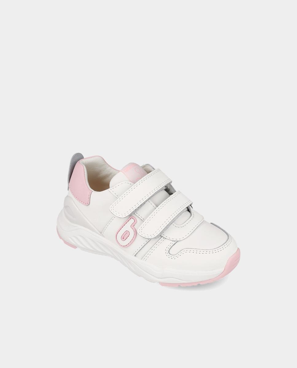 Zapatilla deportiva de niña en piel con puntera de goma - Biomecanics - Rosa Rosa-4