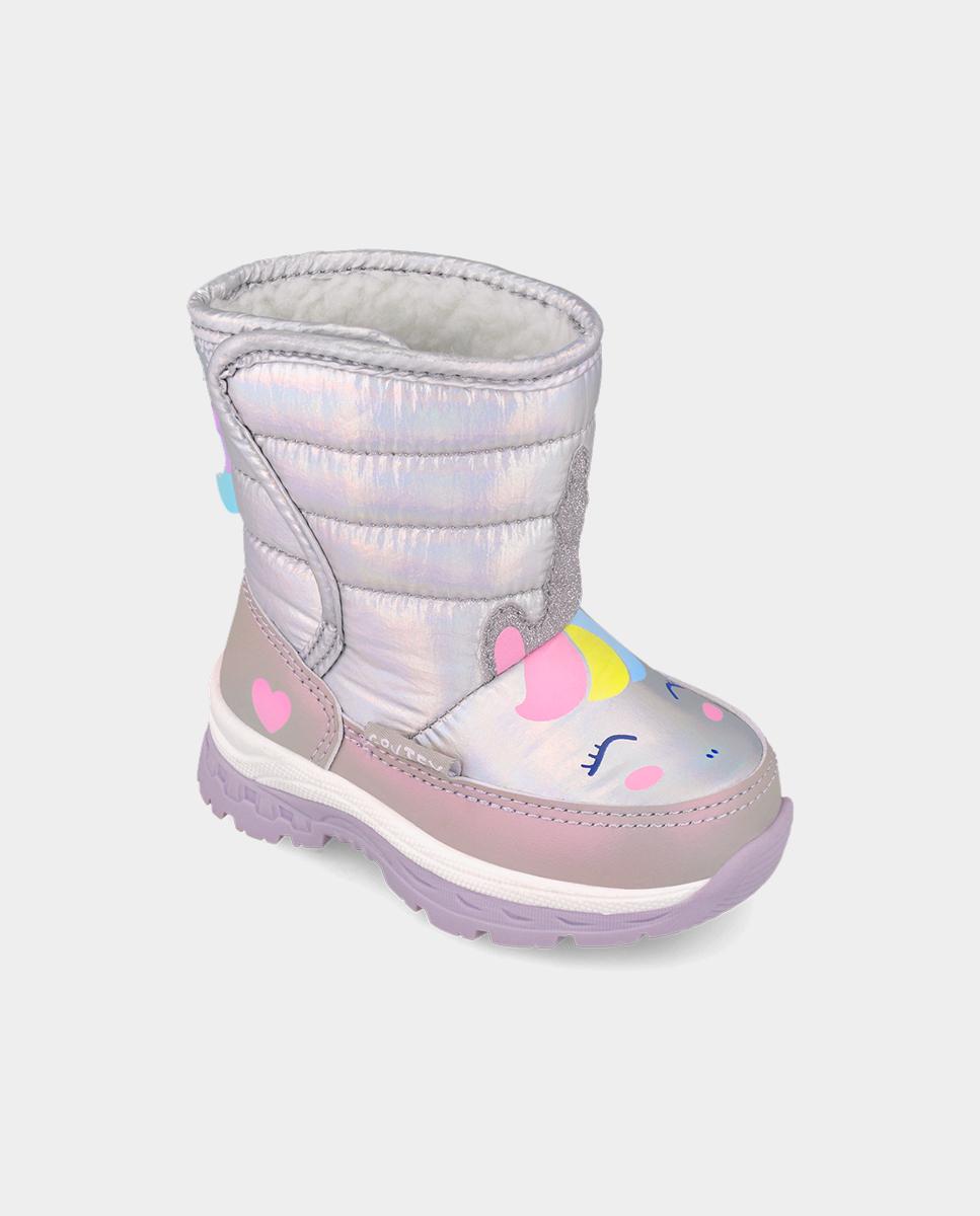 Imagen 4 de Botas après-ski de niña con forro de pelo y cierre ajustable - Garvalín - Plata Plata