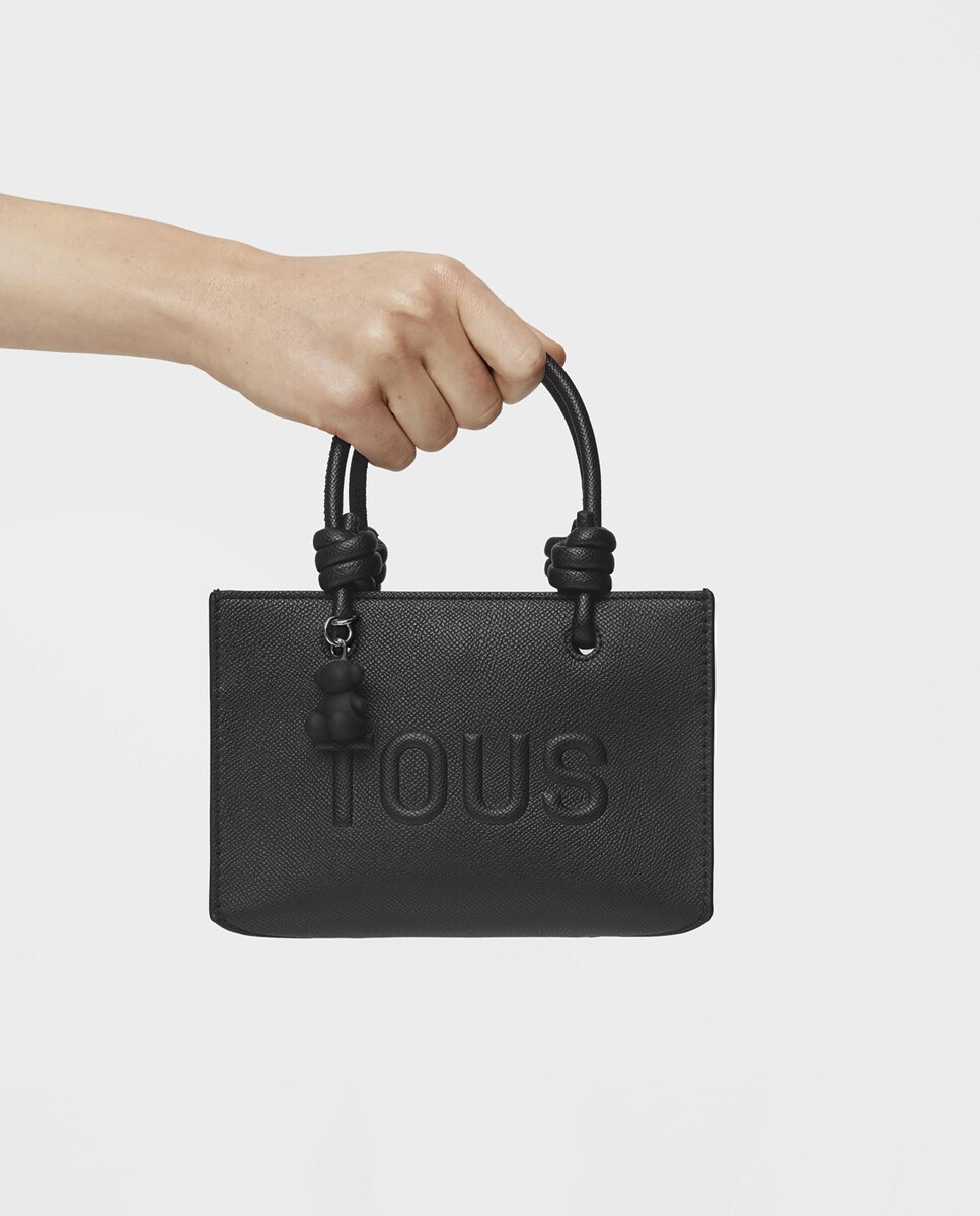 Tous Bolsos De Color Negro Mini Bolso Horizontal Con Colgante Oso