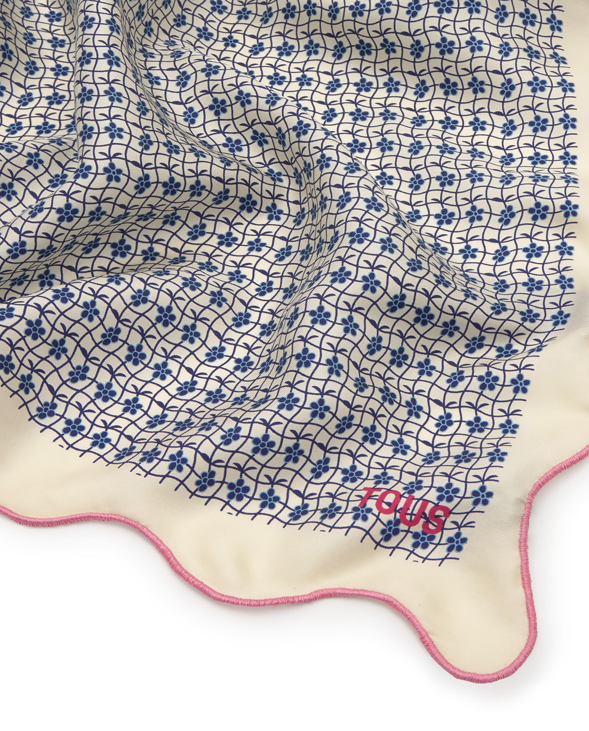 Pañuelo de mujer mini daisy cuadrado con flores - Tous - Beige Beige-4