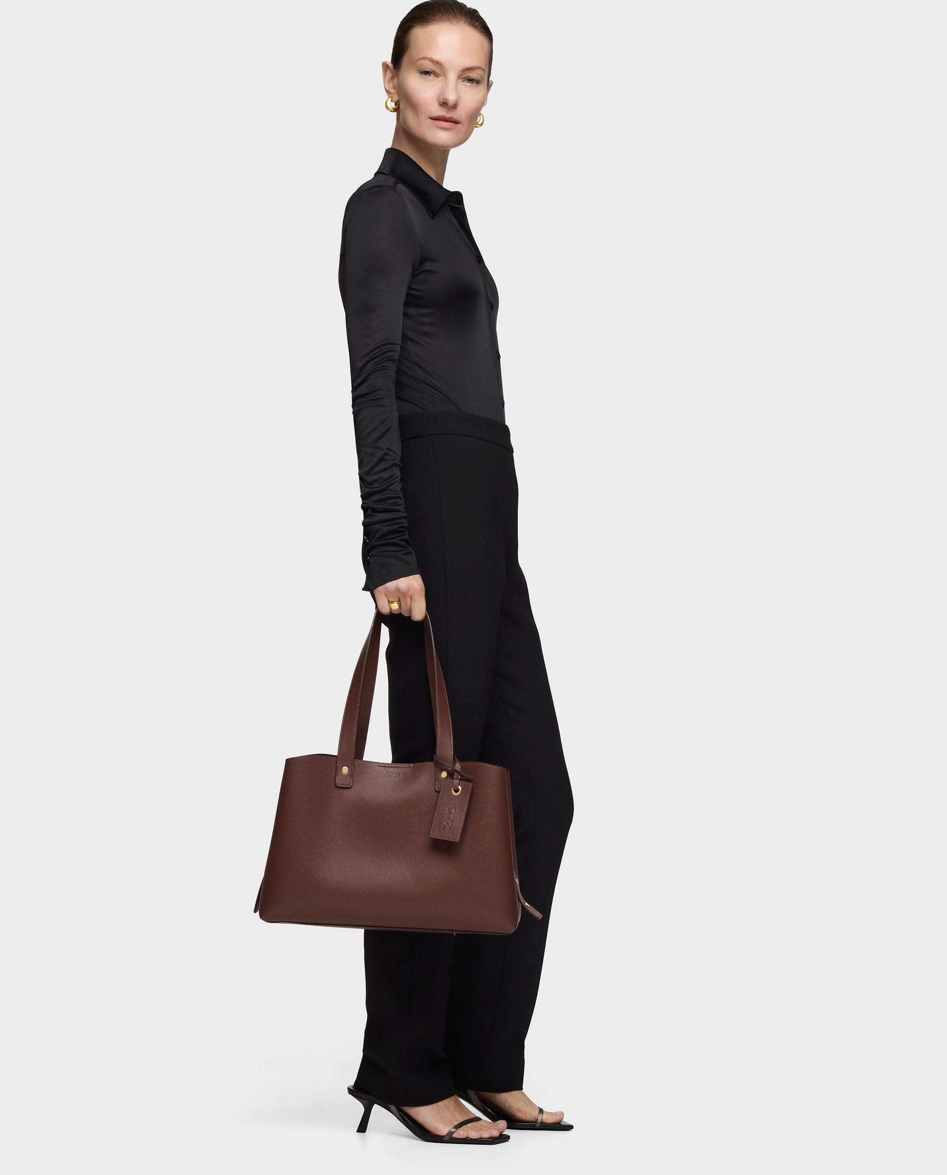 Bolso de hombro de mujer the citybow mediano - Tous - Beige Marrón oscuro-3