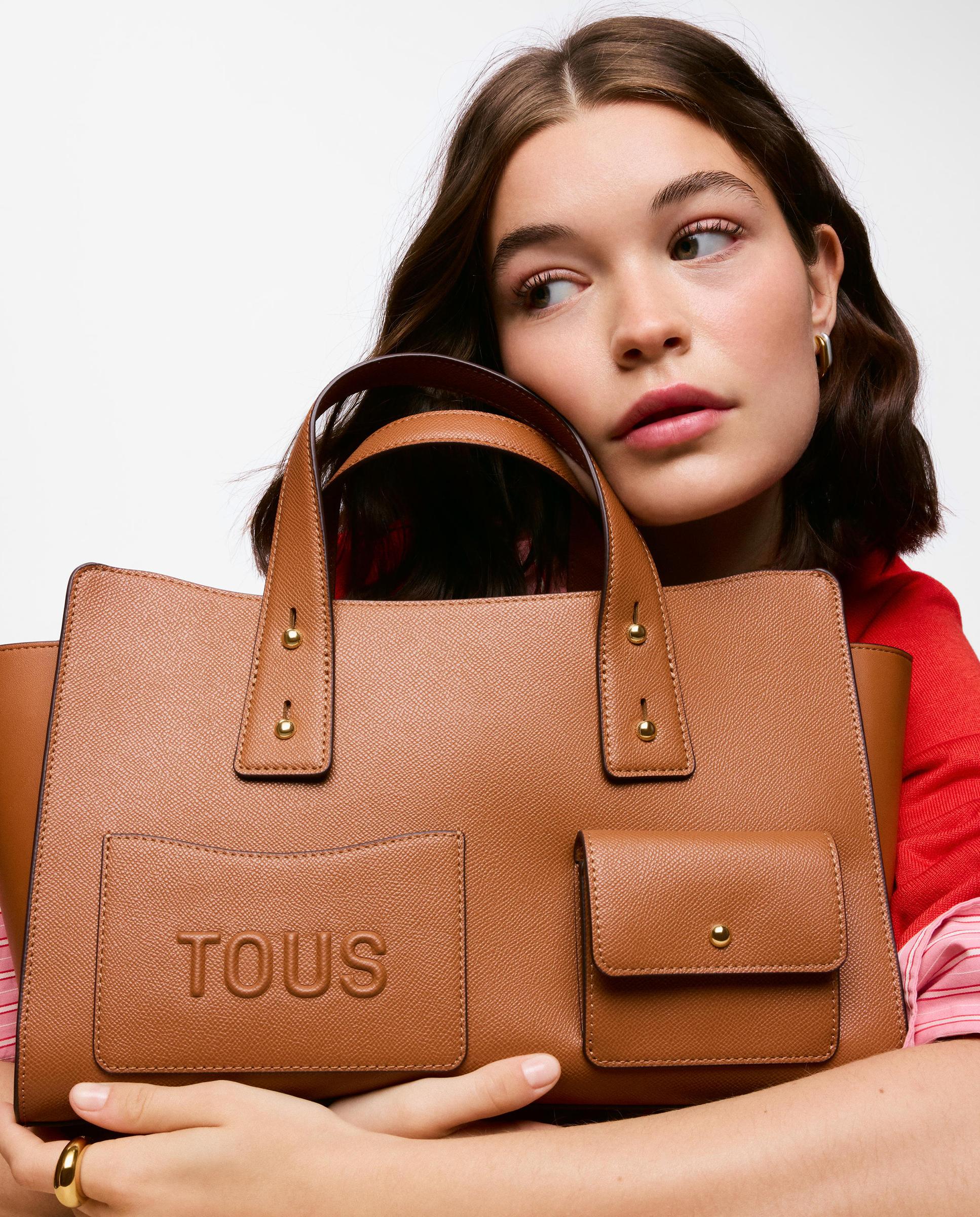 Bolso de hombro de mujer bowling mediano tous back to basics - Camel Camel-2