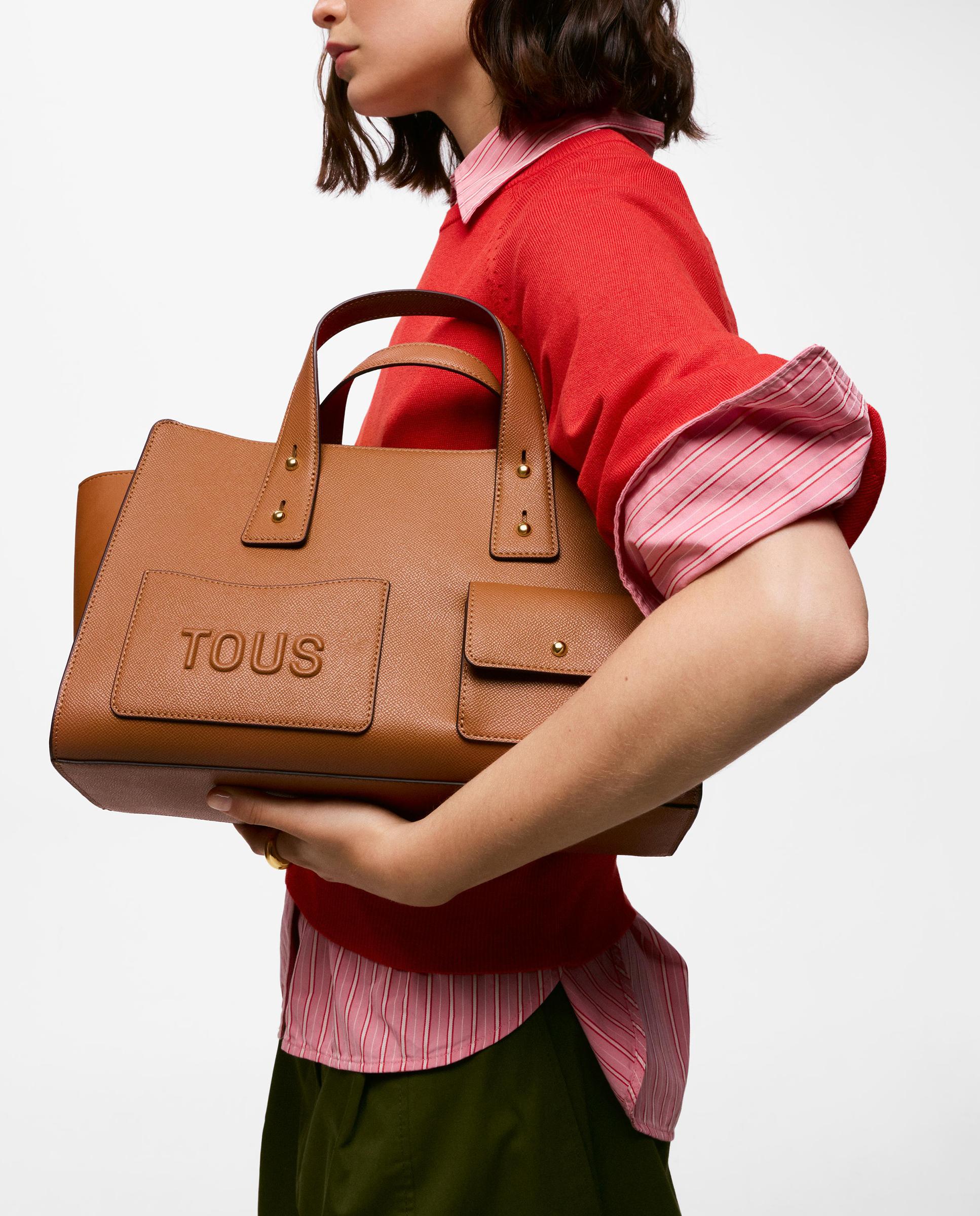 Bolso de hombro de mujer bowling mediano tous back to basics - Camel Camel-3