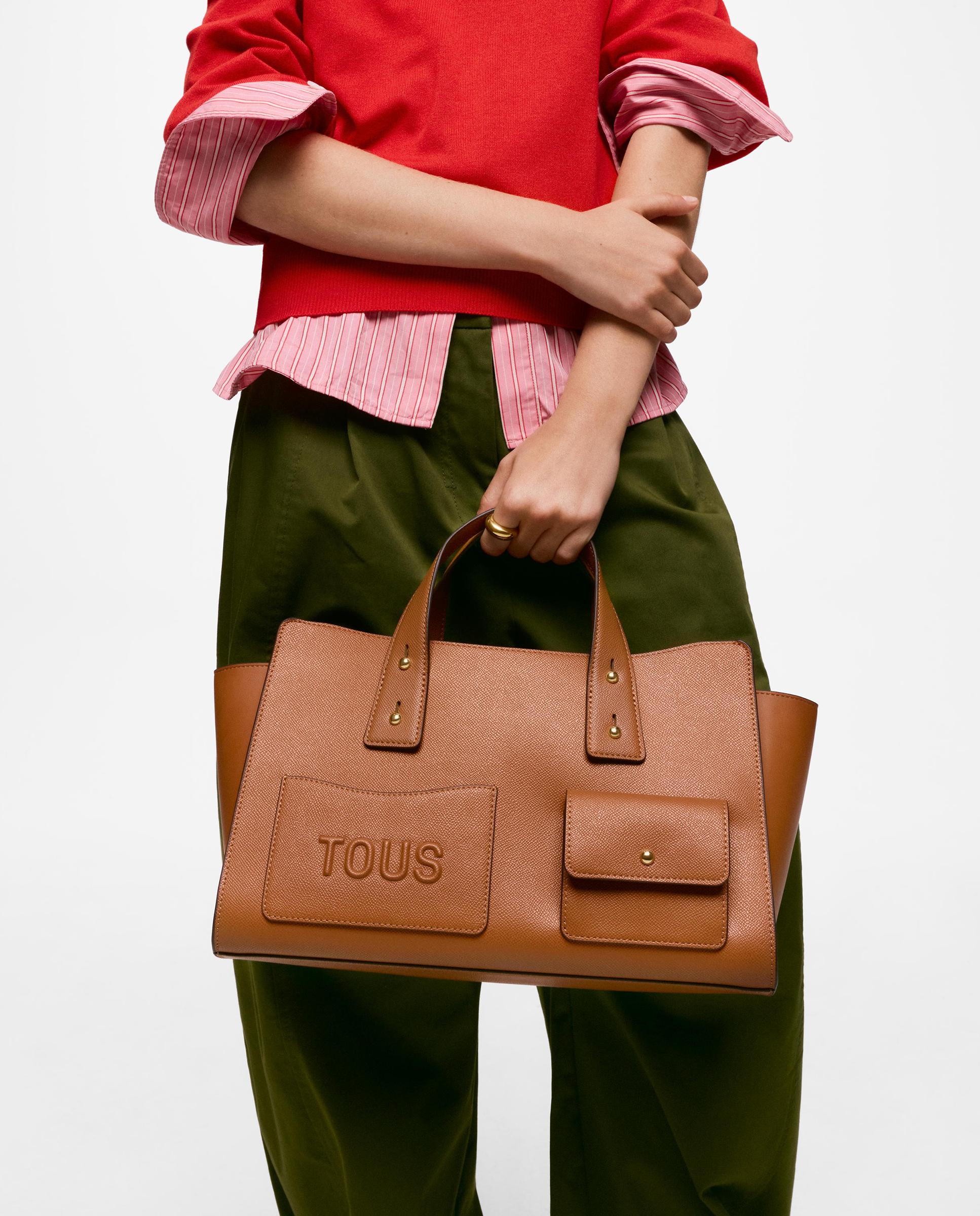 Bolso de hombro de mujer bowling mediano tous back to basics - Camel Camel-4