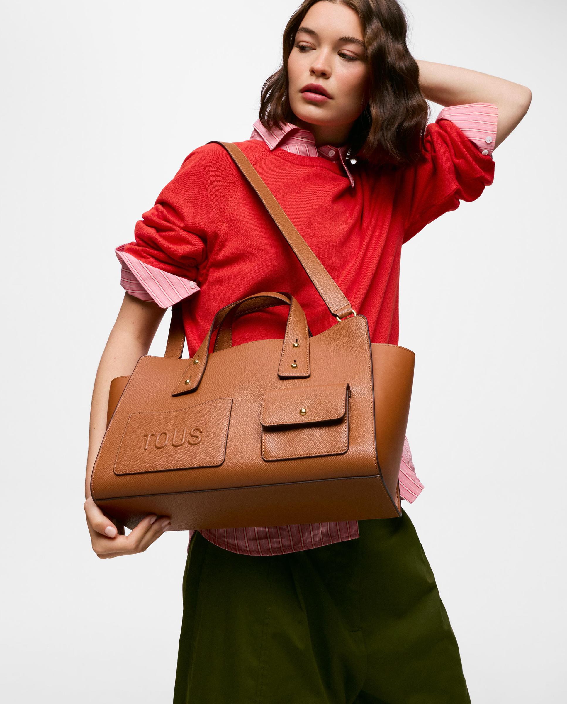 Bolso de hombro de mujer bowling mediano tous back to basics - Camel Camel-5