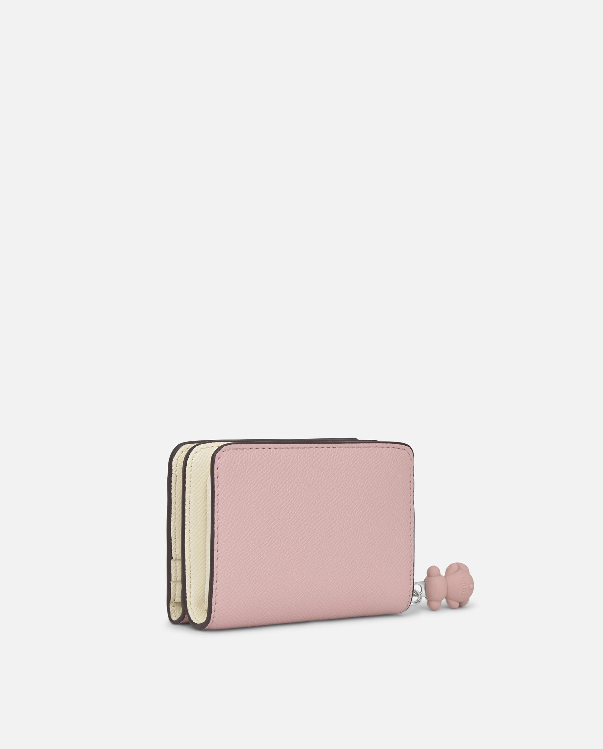 Billetera mediana doble Audree Saffiano - Tous - Rosa pastel Rosa pastel-3