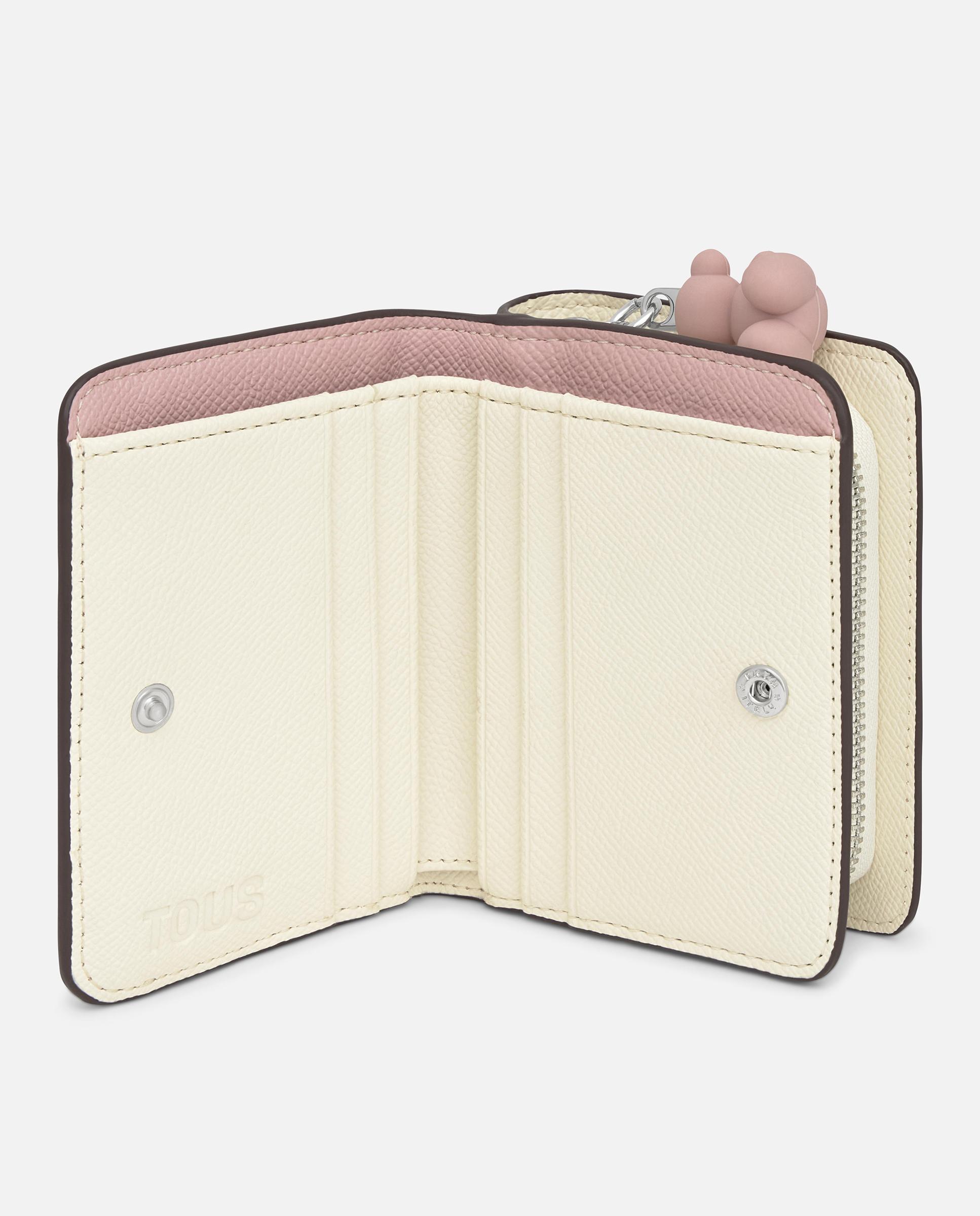 Billetera mediana doble Audree Saffiano - Tous - Rosa pastel Rosa pastel-4