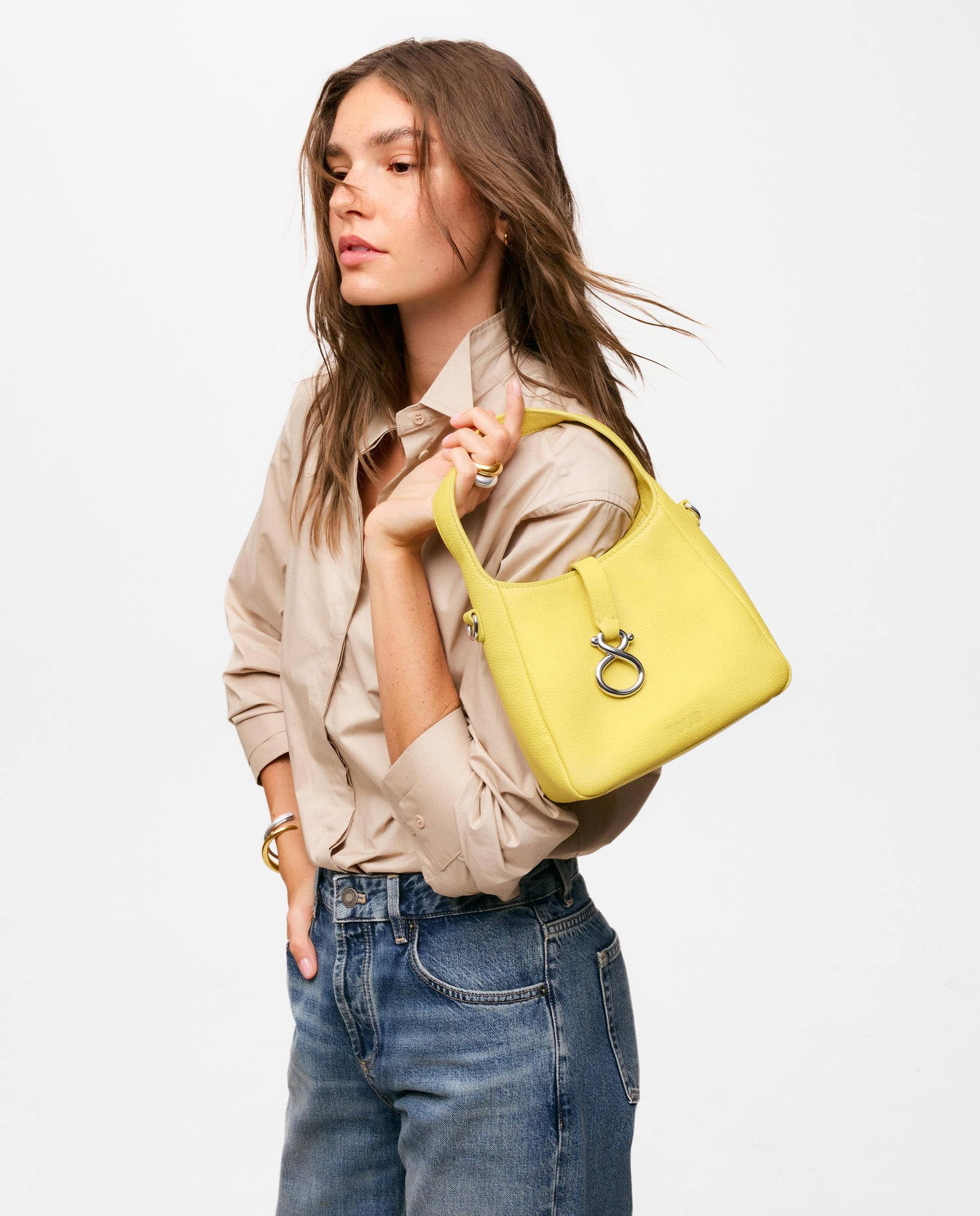 Bolso pequeño de mujer tipo saca de piel tous infinity - Mostaza Mostaza-4