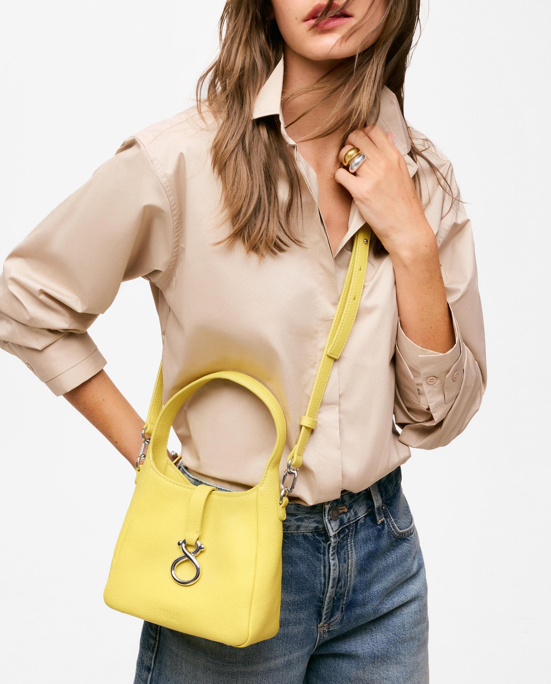 Bolso pequeño de mujer tipo saca de piel tous infinity - Mostaza Mostaza-5