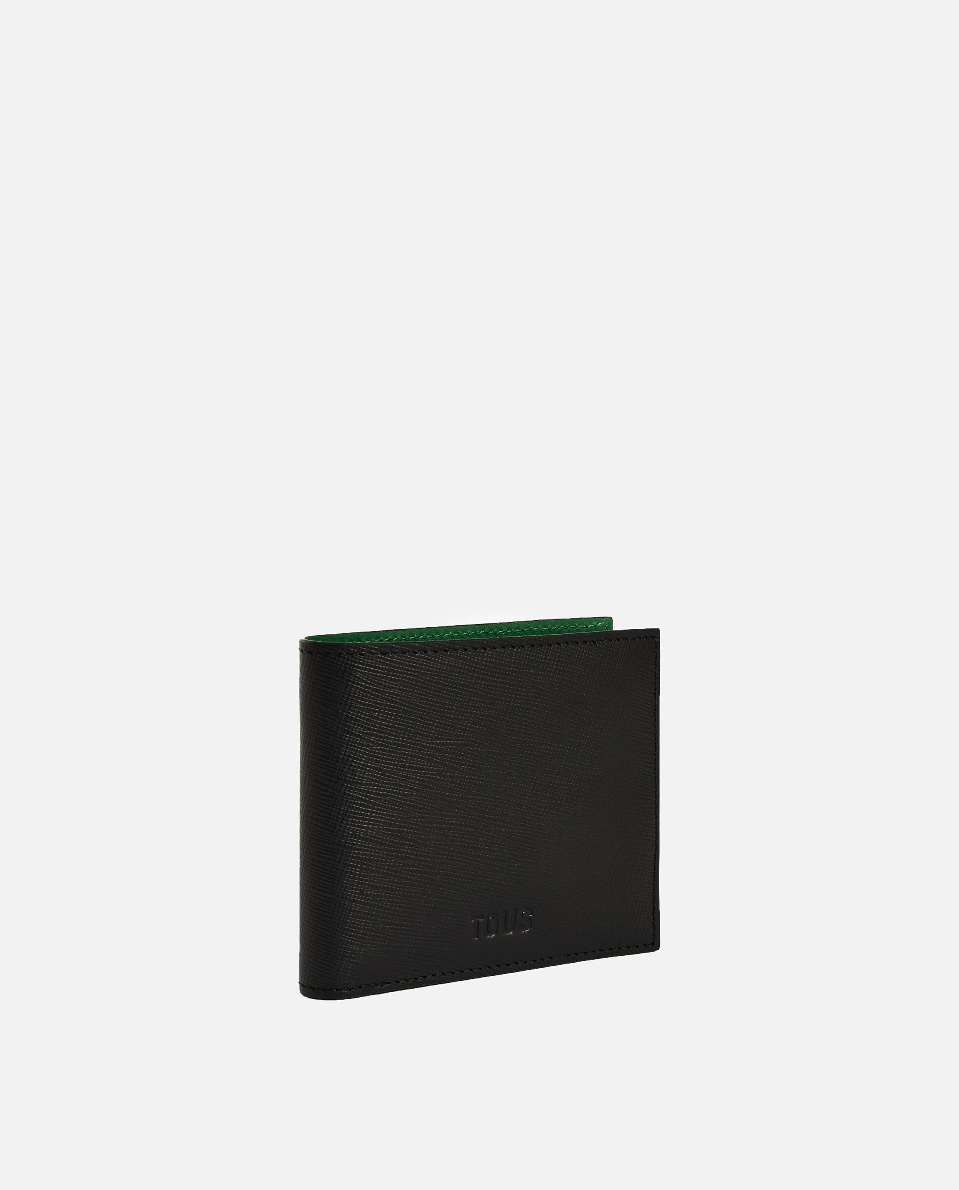 Billetera mediana de hombre de piel tous man - Negro / Verde Negro / Verde-5
