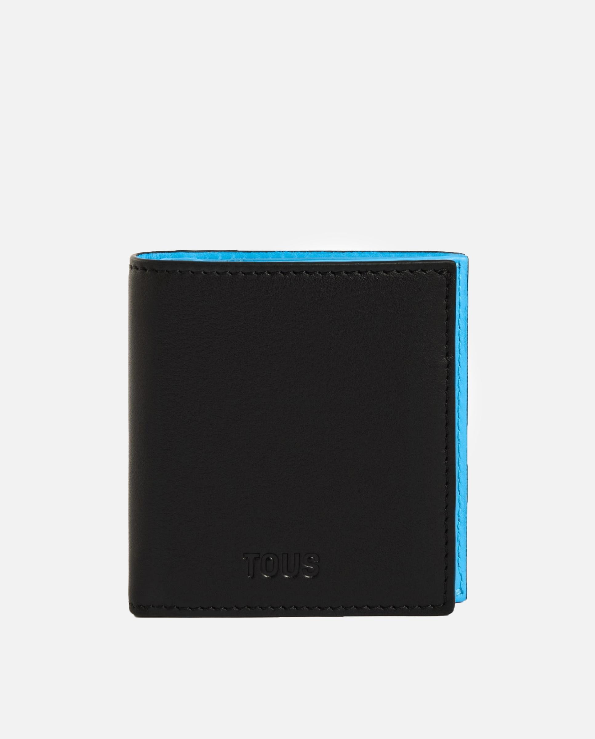 Cartera de hombre con billetera y monedero de piel tous man - Negro / Azul Negro / Azul-1