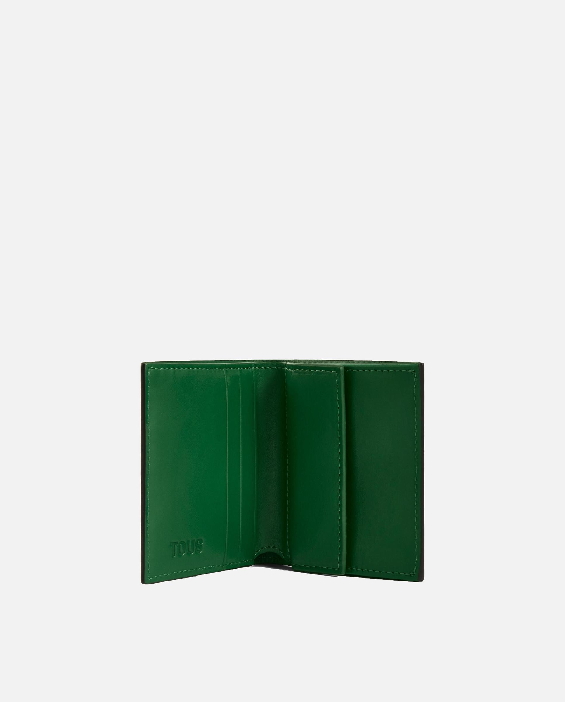 Cartera de hombre con billetera y monedero de piel tous man - Negro / Verde Negro / Verde-4