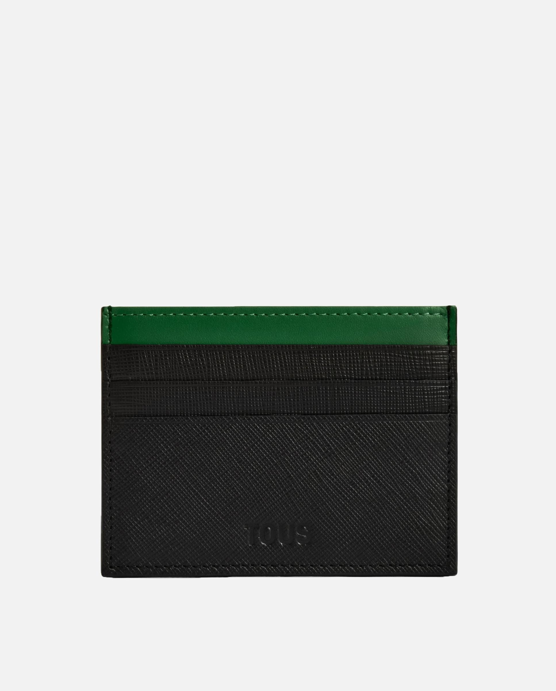 Tarjetero de hombre de piel tous man - Negro / Verde Negro / Verde-1