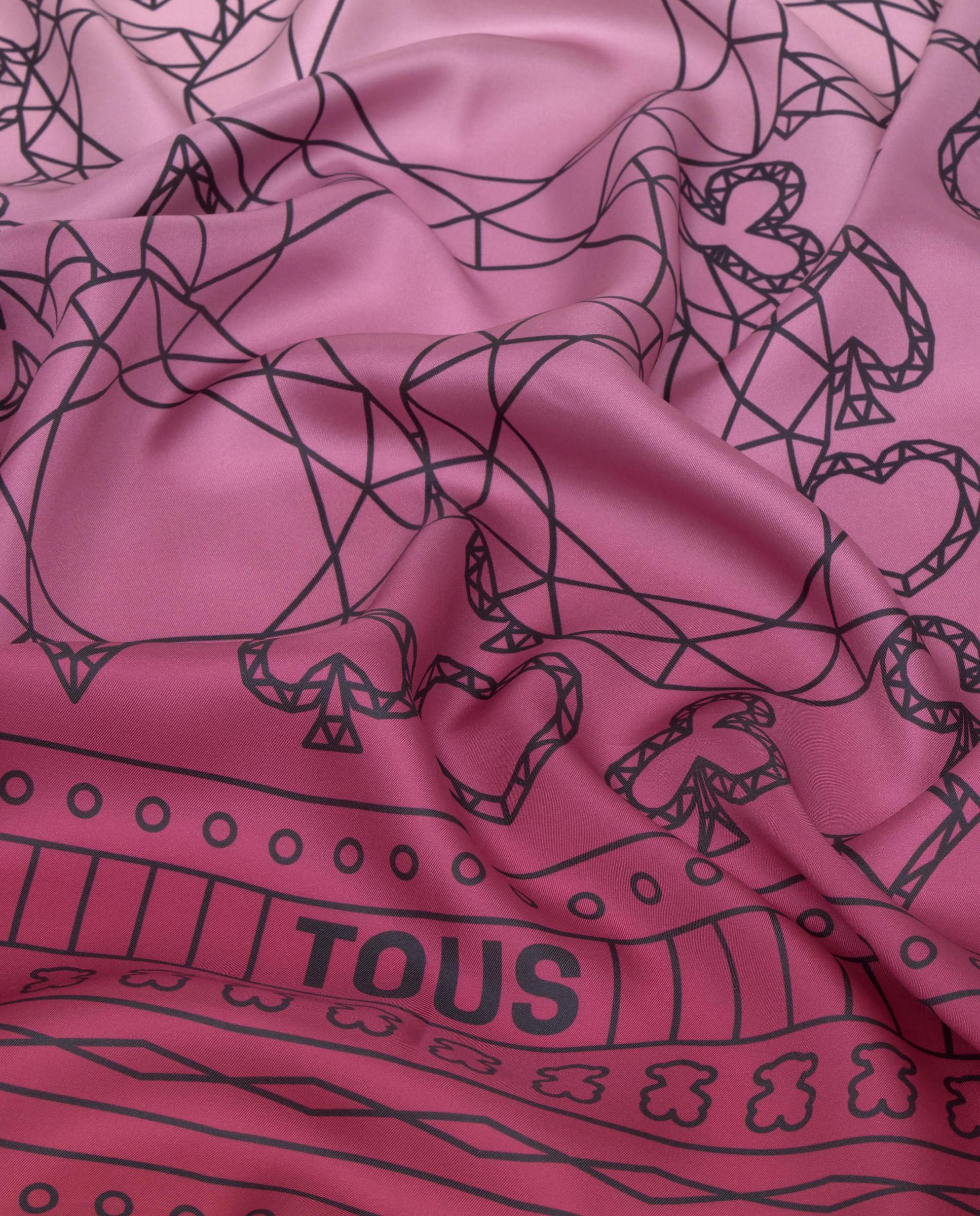 Pañuelo de mujer de seda cuadrado tous all in - Rosa Rosa-2