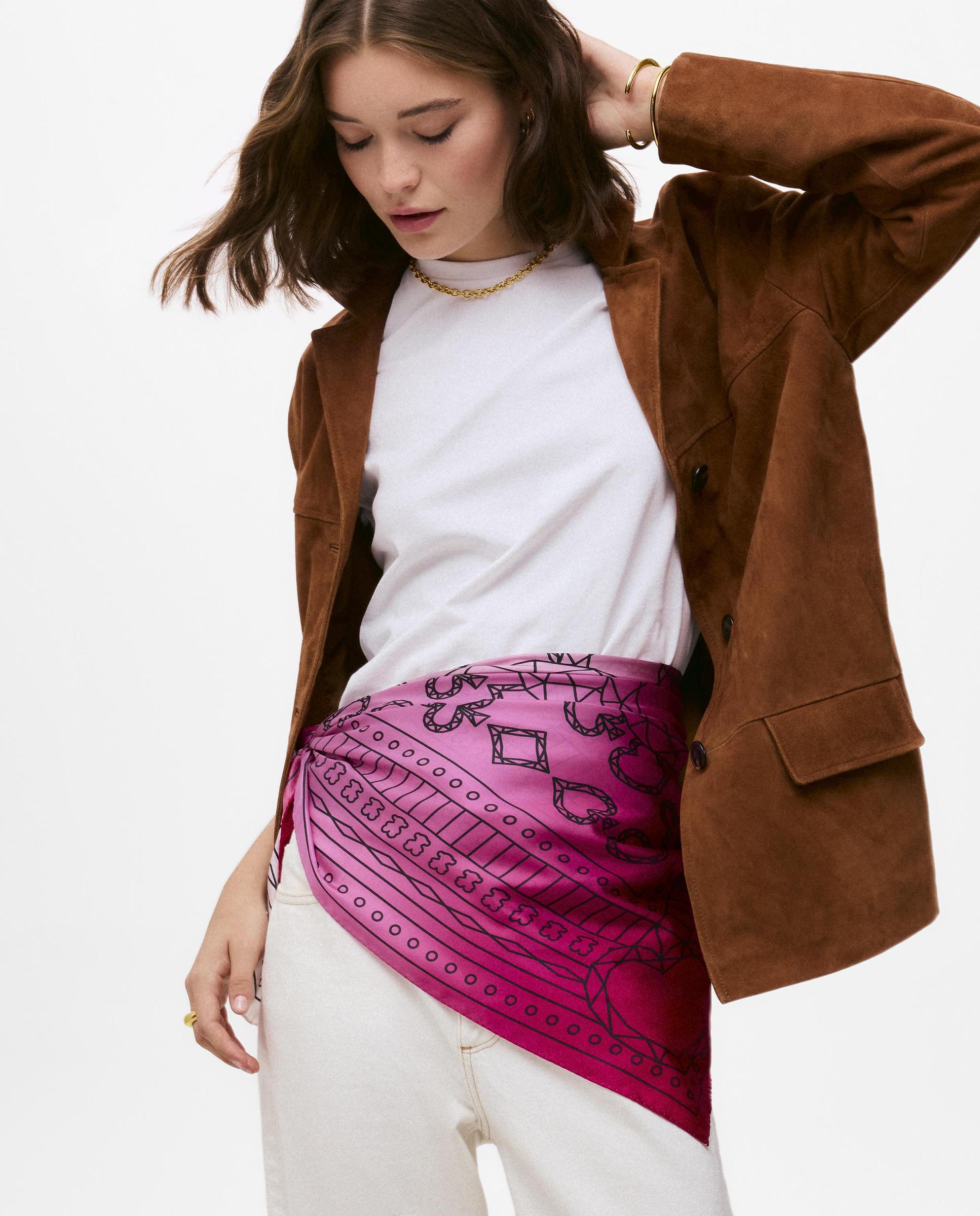 Pañuelo de mujer de seda cuadrado tous all in - Rosa Rosa-3