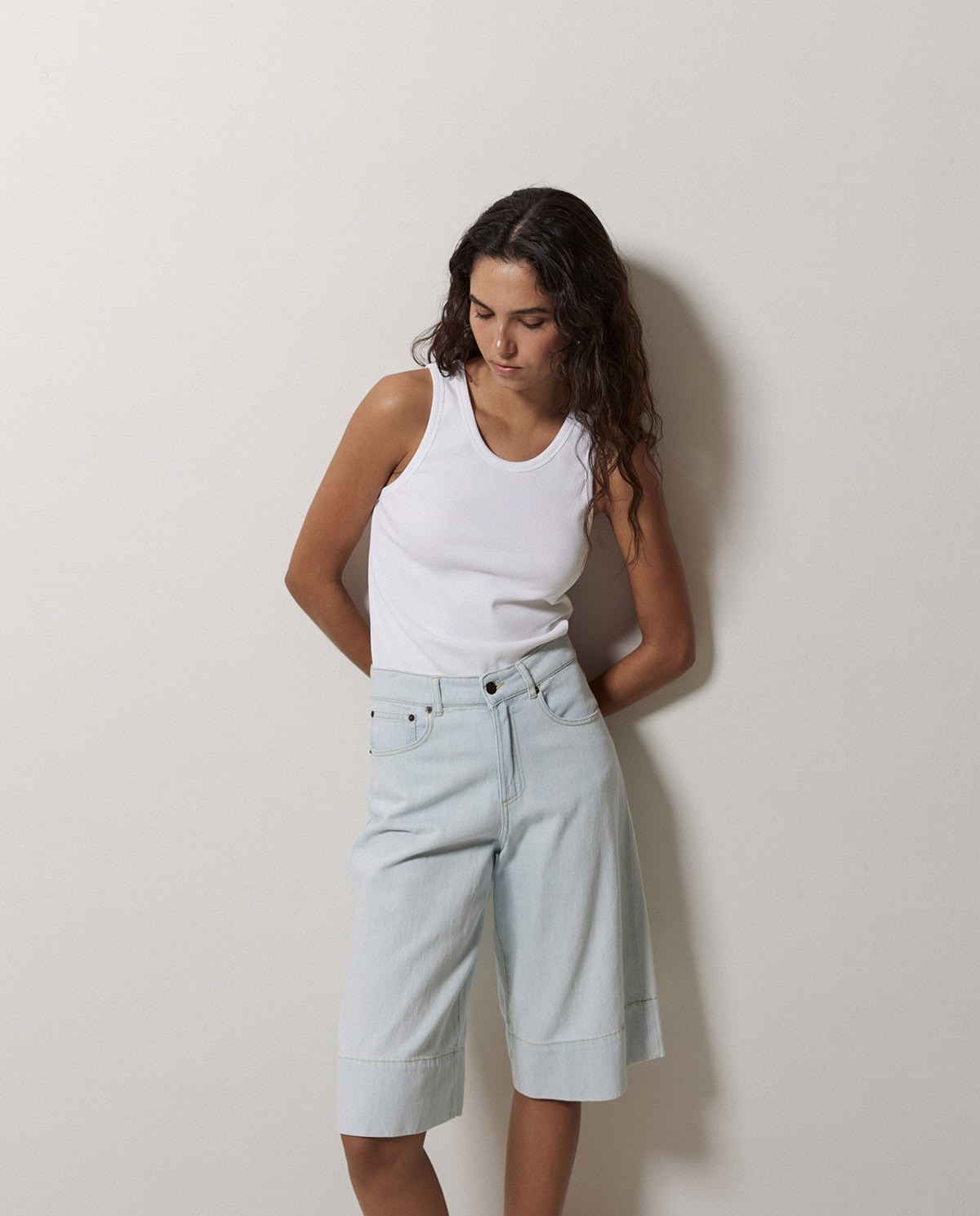 Bermudas de mujer denim de tiro medio