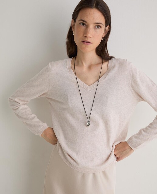 Imagen 0 de Jersey de mujer algodón orgánico cuello pico