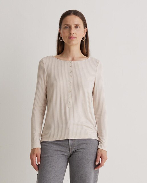 Imagen 0 de Camiseta de mujer manga larga y canalé