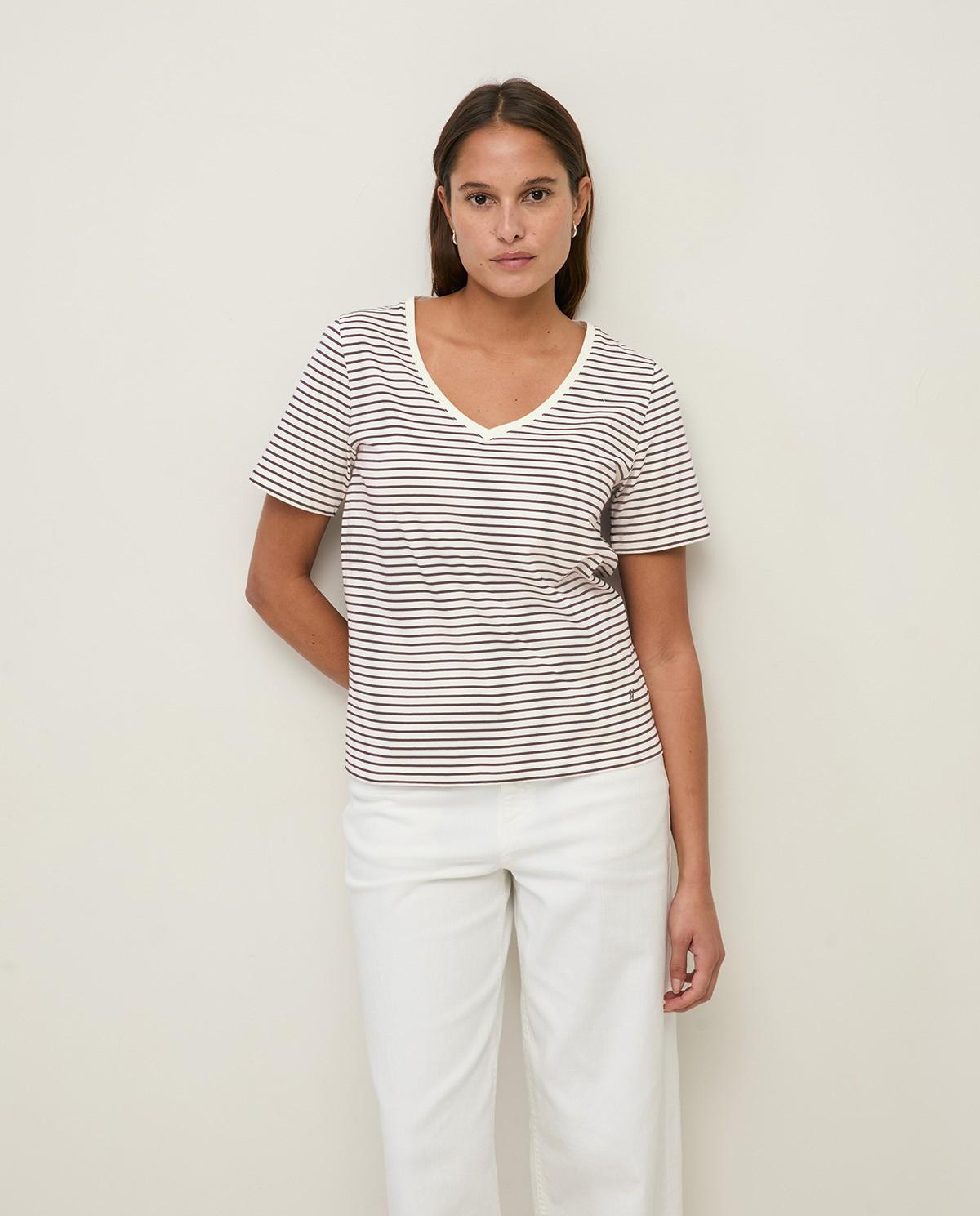 Yerse - Camiseta de mujer de manga corta y cuello de pico.