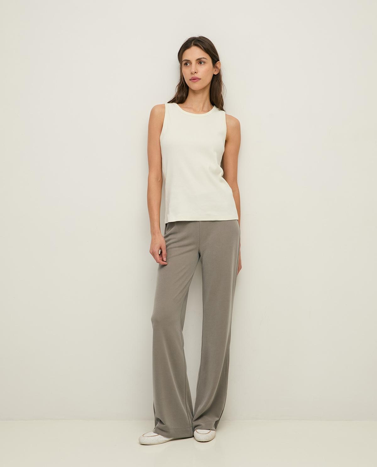 Yerse - Pantalones rectos de mujer de tejido fluido con cintura elástica.
