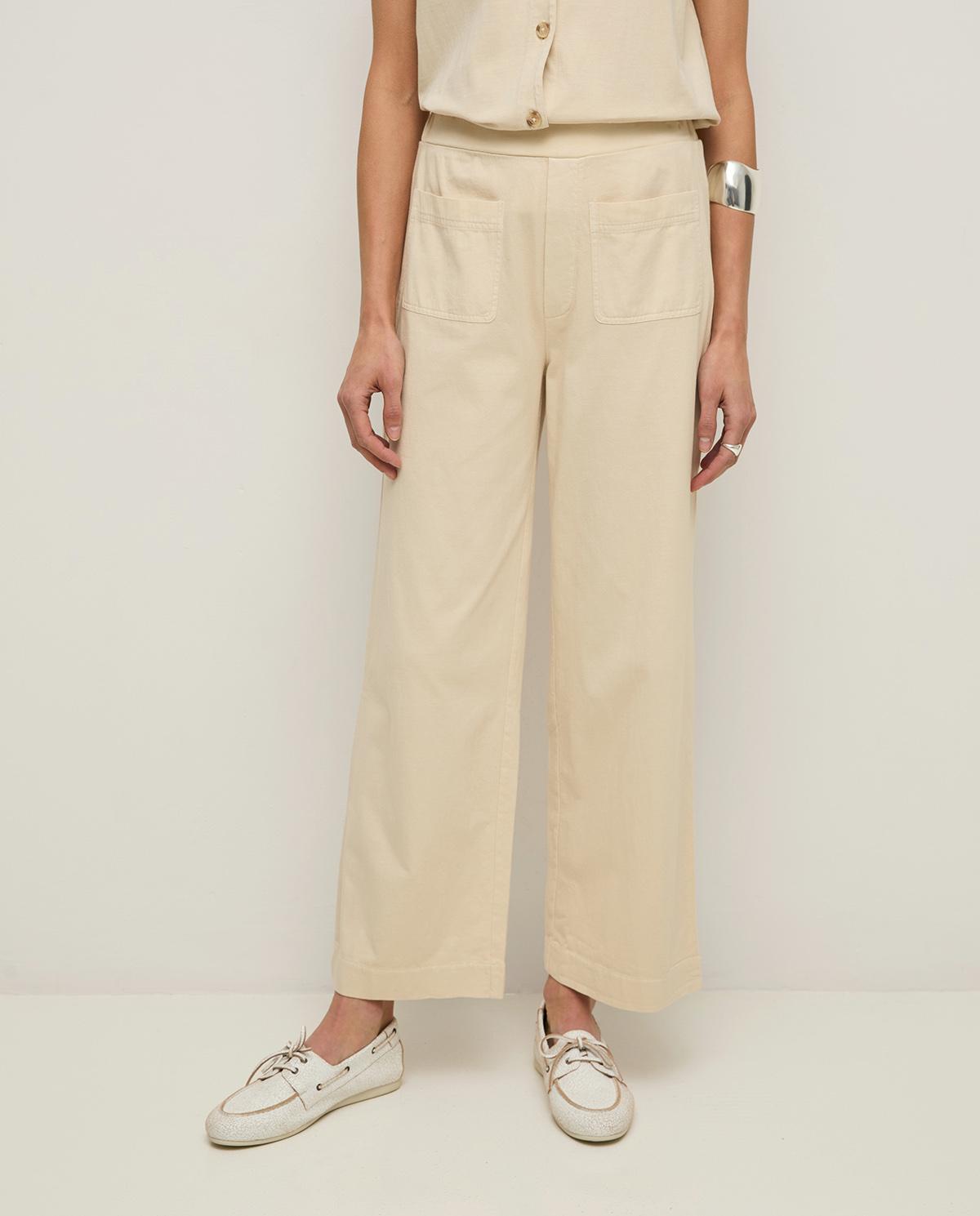 Yerse - Pantalones anchos de mujer con bolsillos frontales y cintura de goma.