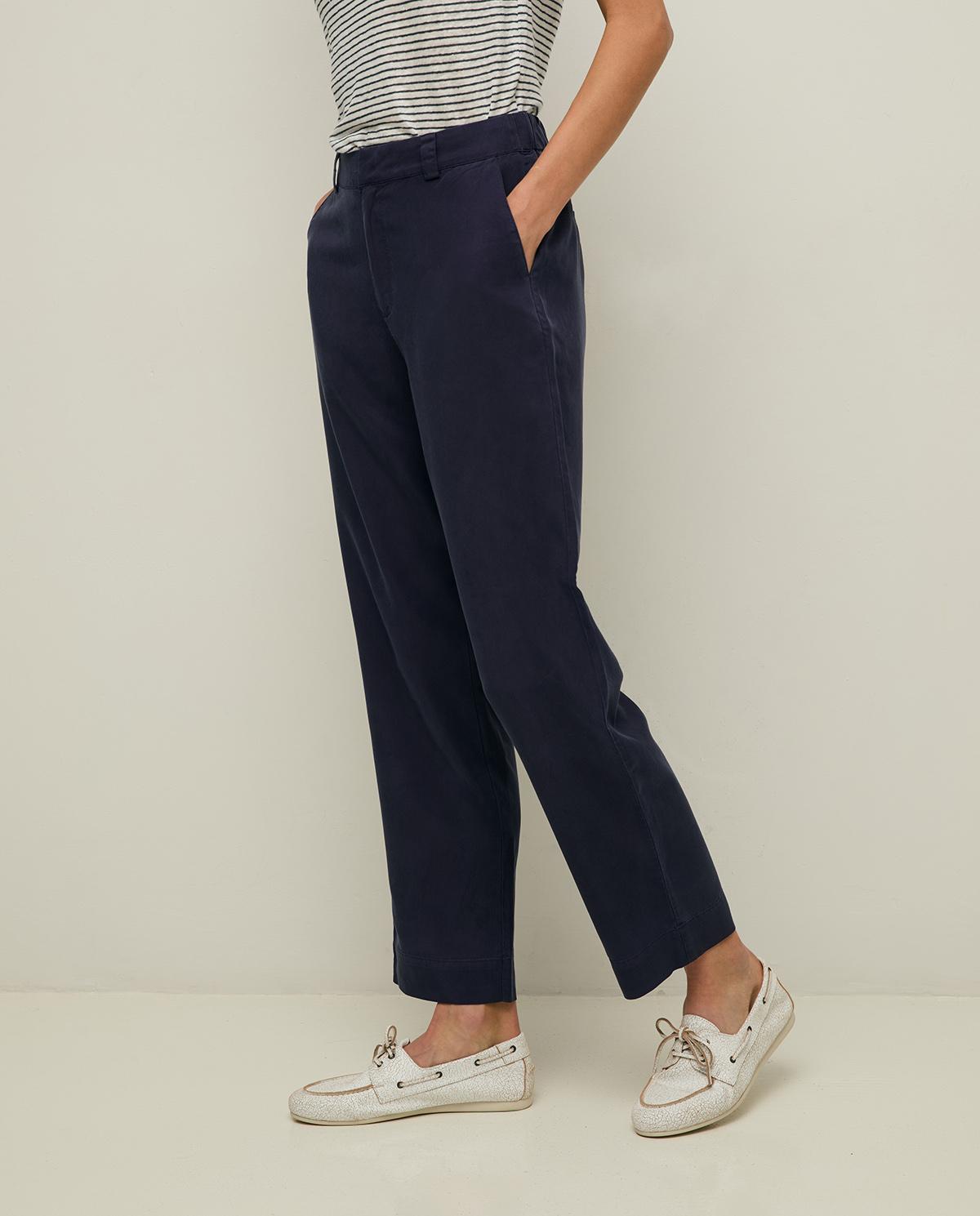 Yerse - Pantalones rectos de mujer con bolsillo lateral y trabillas en la cintura.