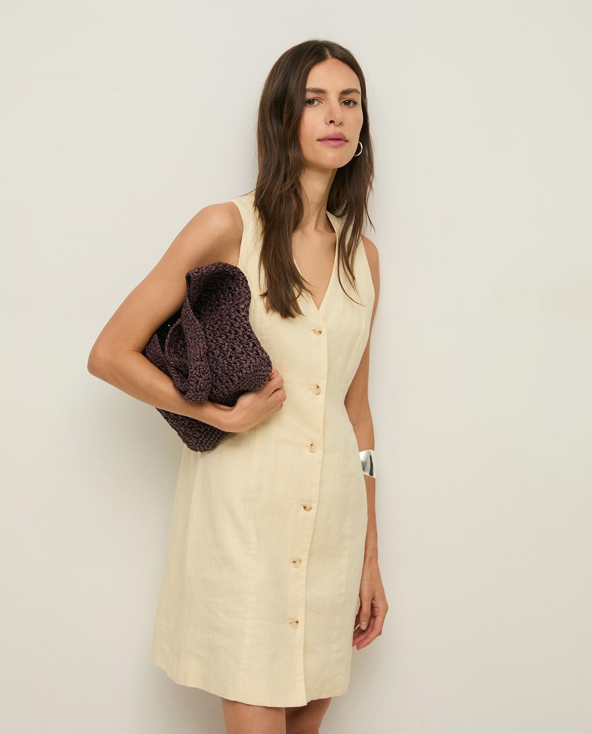 Yerse - Vestido corto de lino sin mangas.