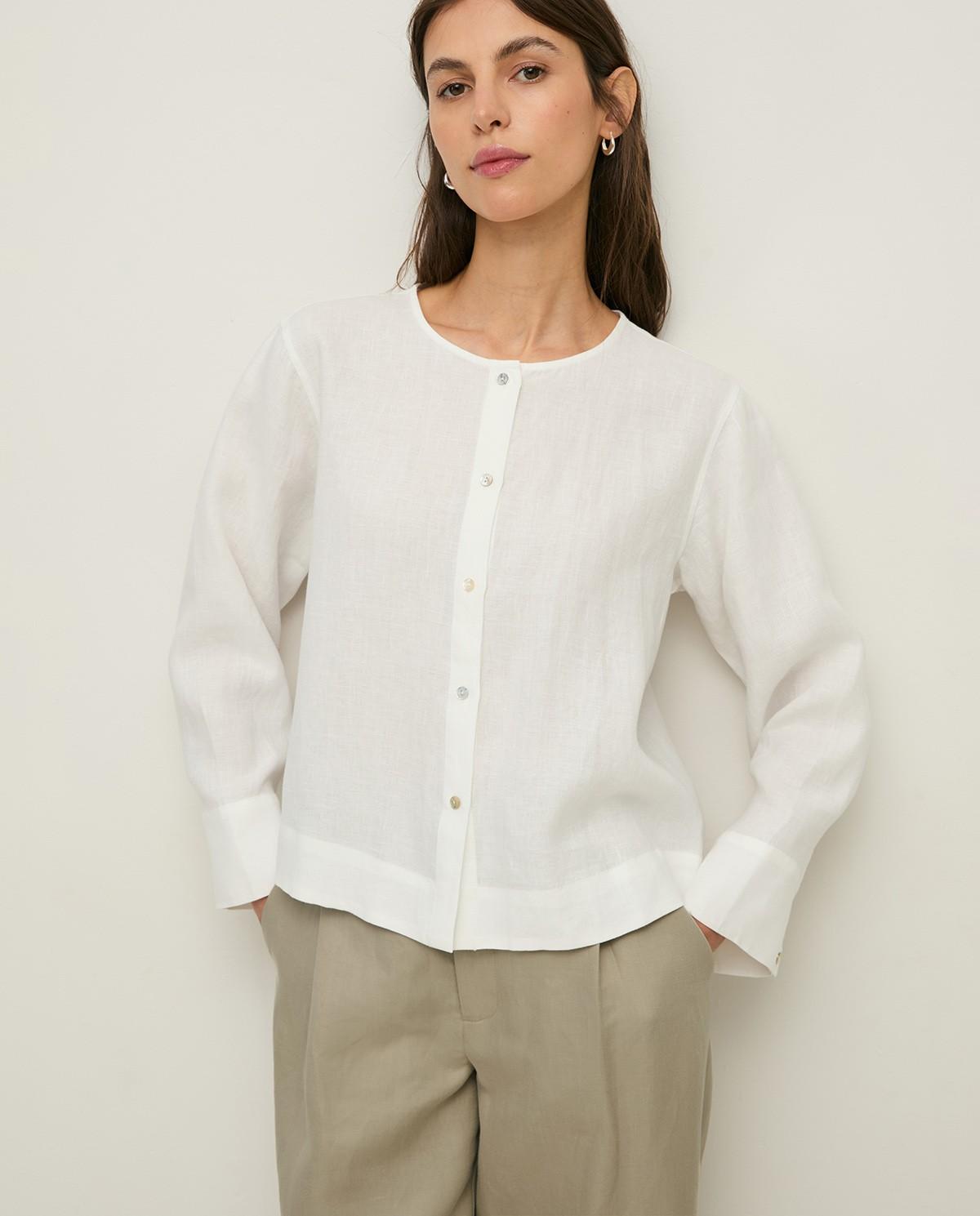 Yerse - Camisa de mujer de manga larga y cuello redondo.
