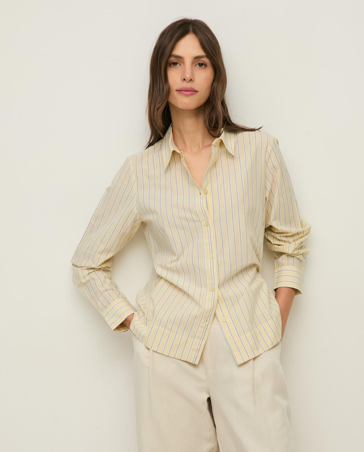 Yerse - Camisa de mujer regular fit con estampado de rayas.