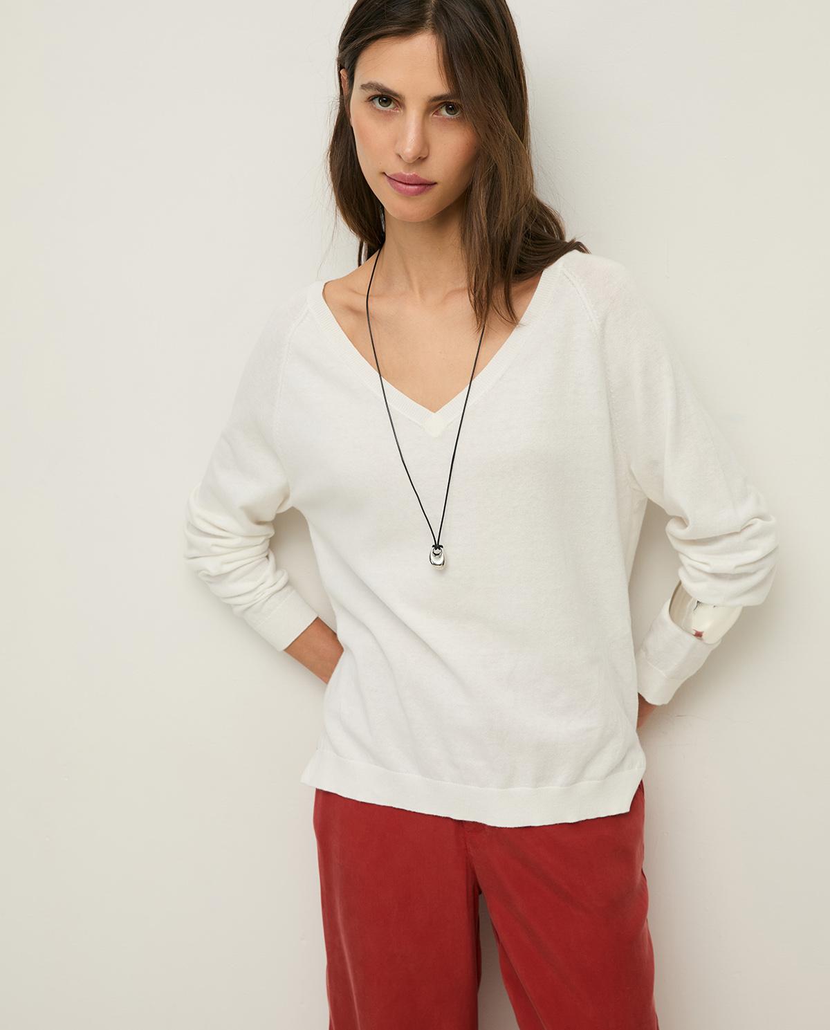 Yerse - Jersey de mujer de punto fino y cuello pico.