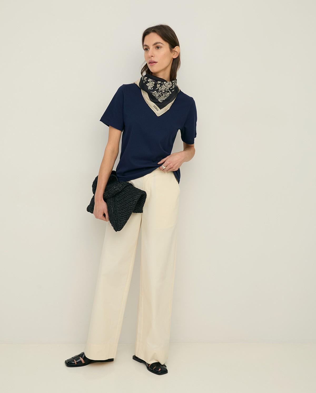 Yerse - Pantalón de mujer wide leg popelín.