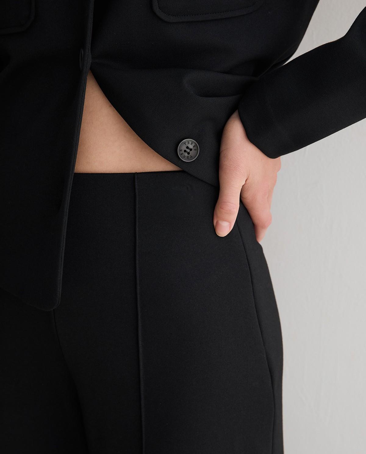 Pantalón ancho de mujer de tiro alto con pinzas - Yerse - Negro Negro-2