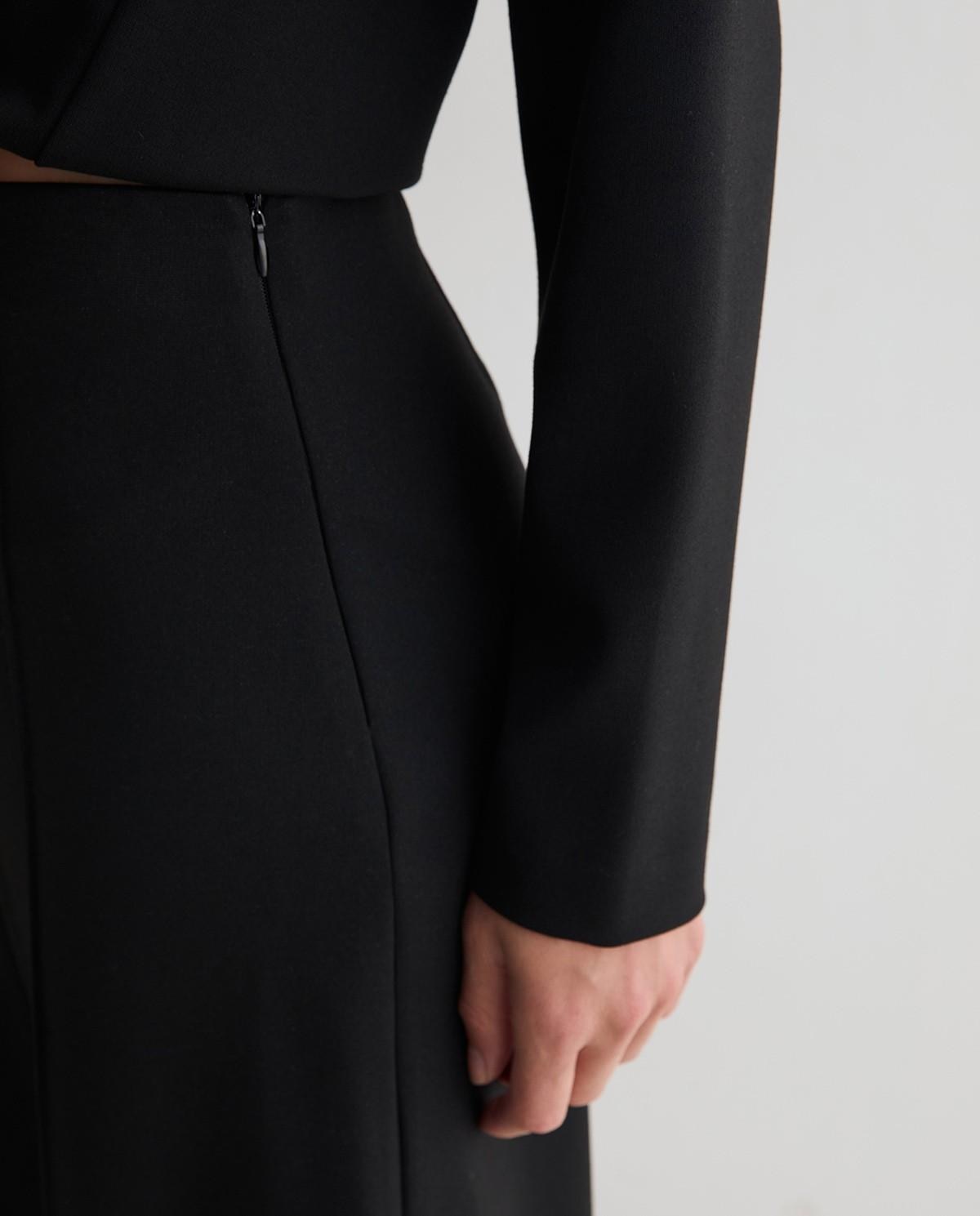 Pantalón ancho de mujer de tiro alto con pinzas - Yerse - Negro Negro-3
