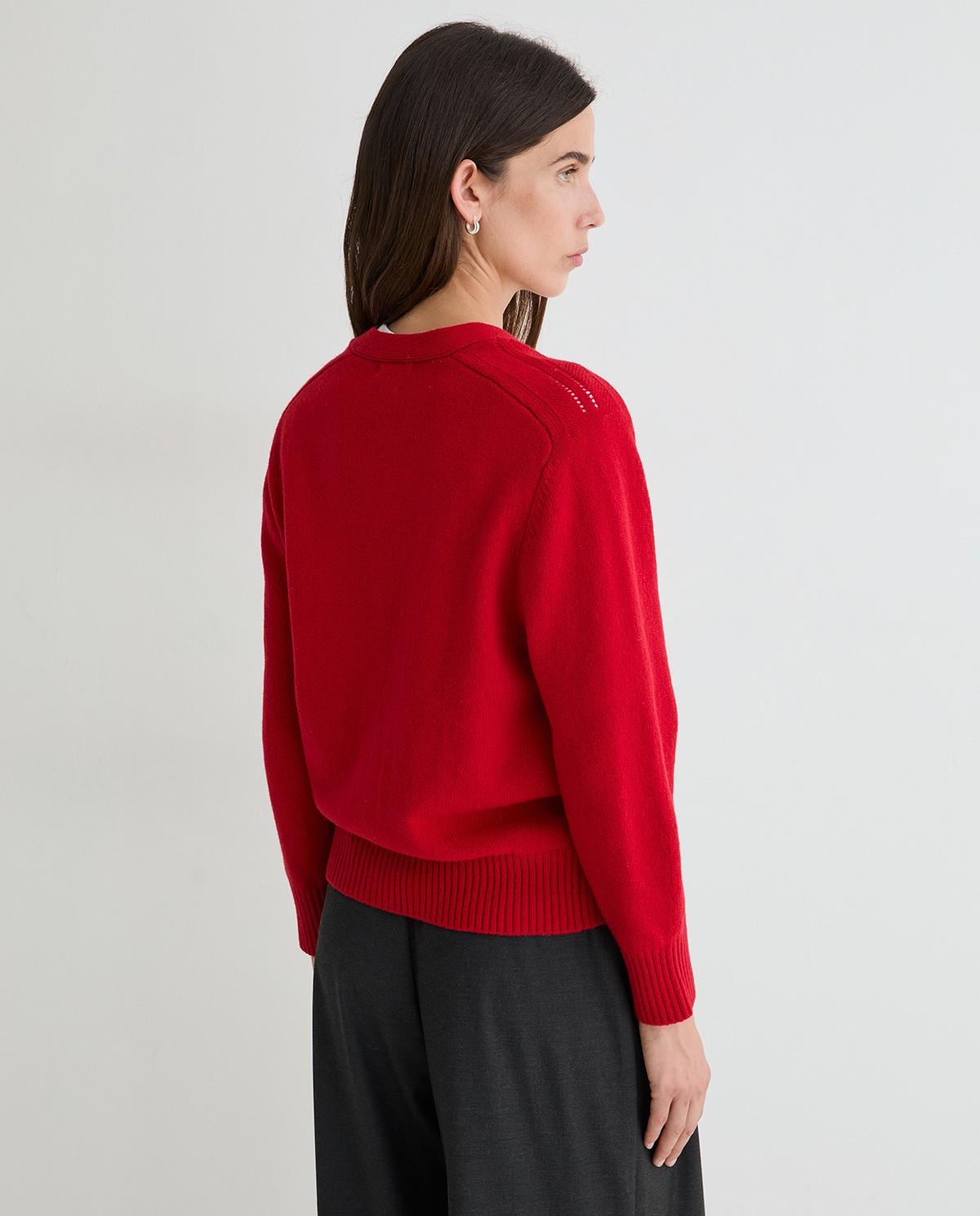 Cárdigan de mujer con escote pico y pañuelo extraíble - Yerse - Rojo Rojo-4