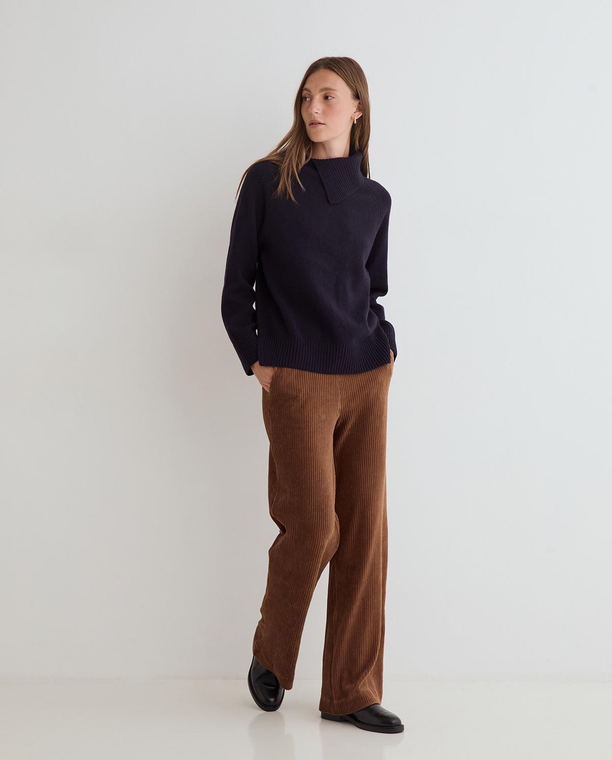 Pantalón ancho de mujer de pana - Yerse - Camel Camel-1