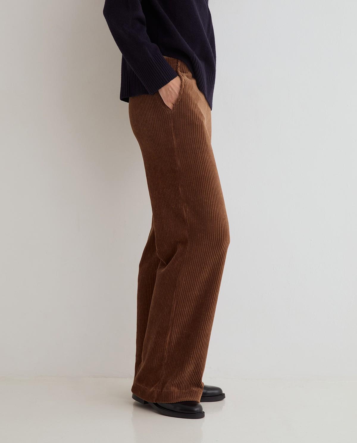 Pantalón ancho de mujer de pana - Yerse - Camel Camel-2