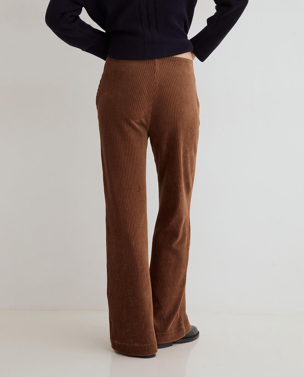 Pantalón ancho de mujer de pana - Yerse - Camel Camel-4