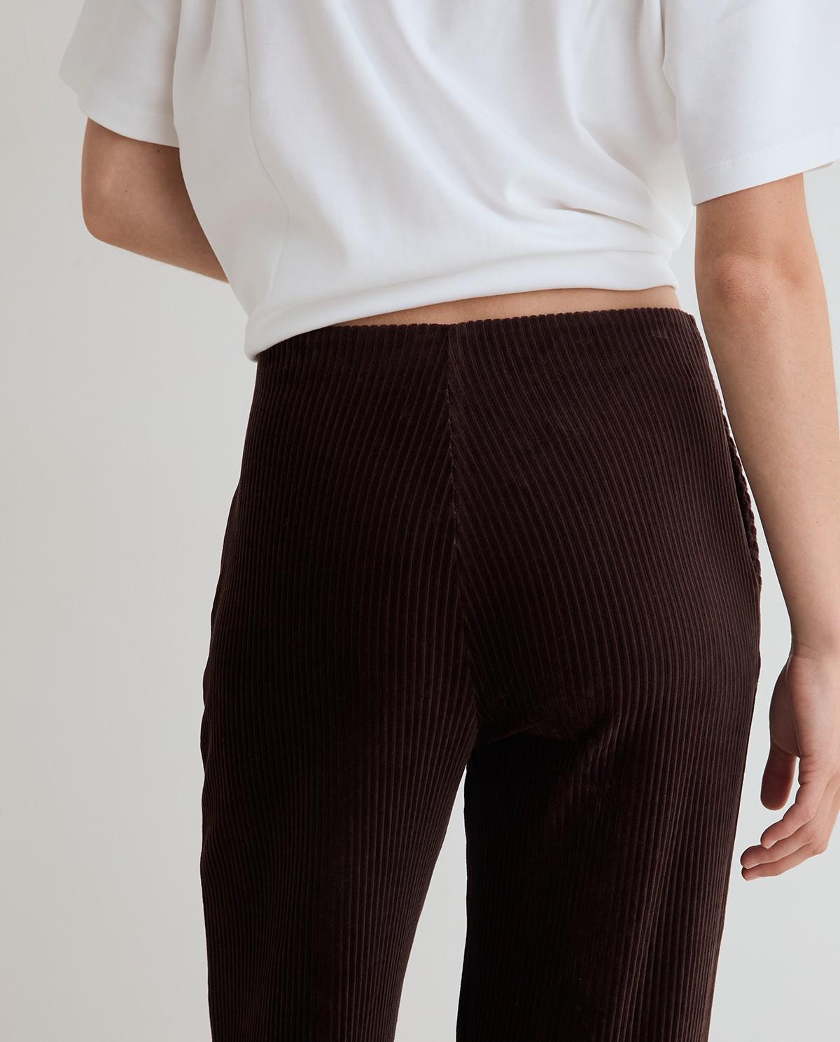 Pantalón ancho de mujer de pana - Yerse - Marrón Marrón-3
