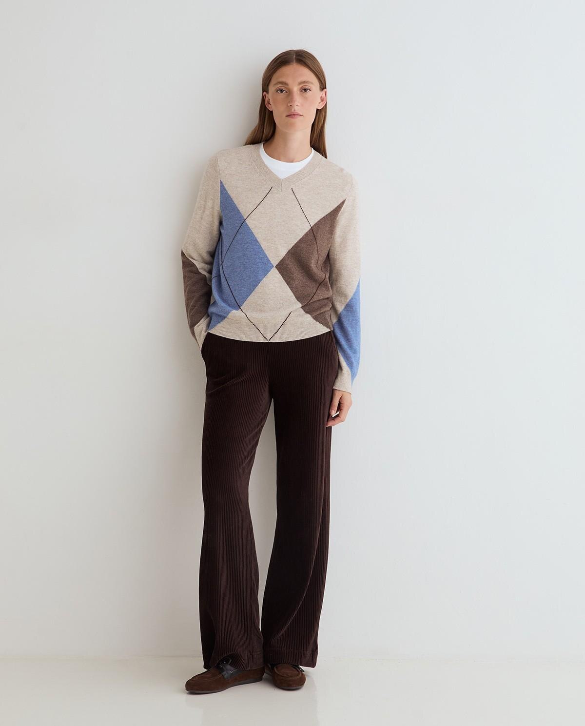 Pantalón ancho de mujer de pana - Yerse - Marrón Marrón-5