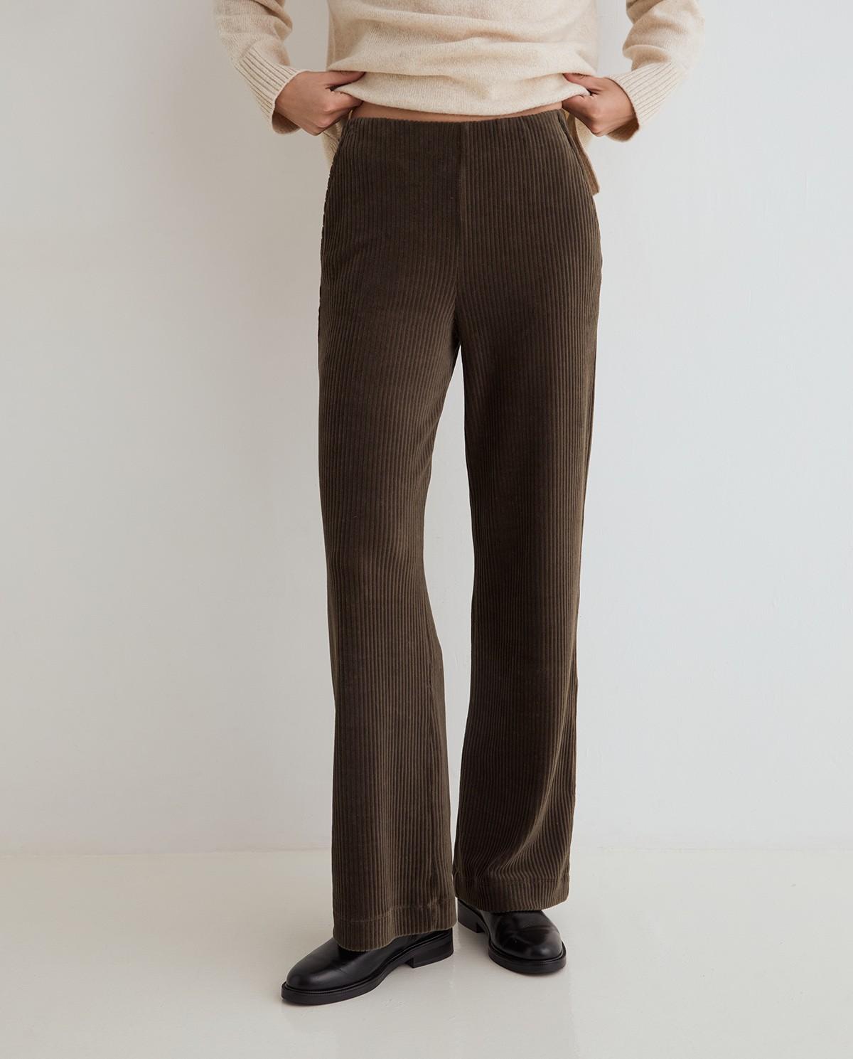 Pantalón ancho de mujer de pana - Yerse - Verde Verde-2