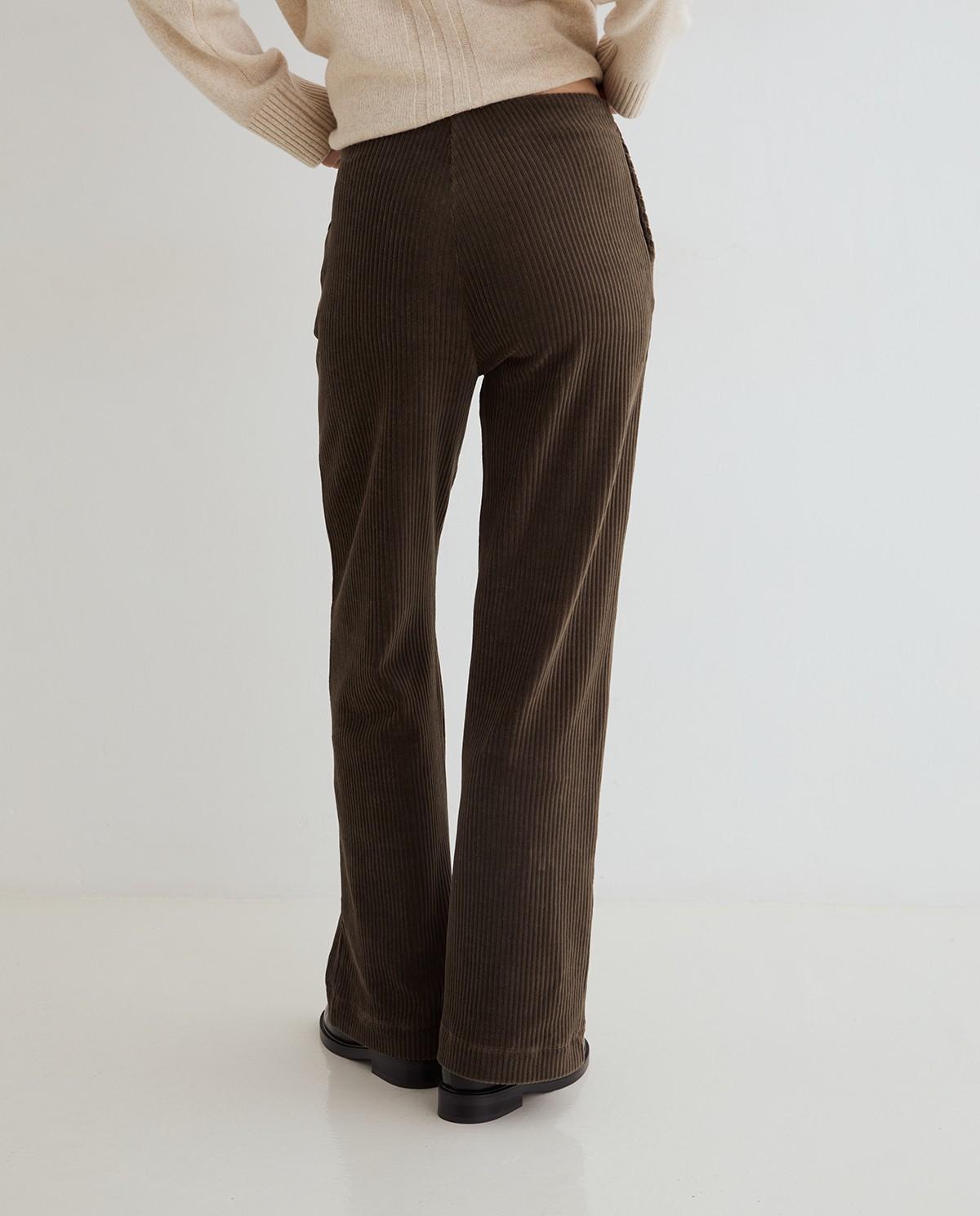 Pantalón ancho de mujer de pana - Yerse - Verde Verde-3