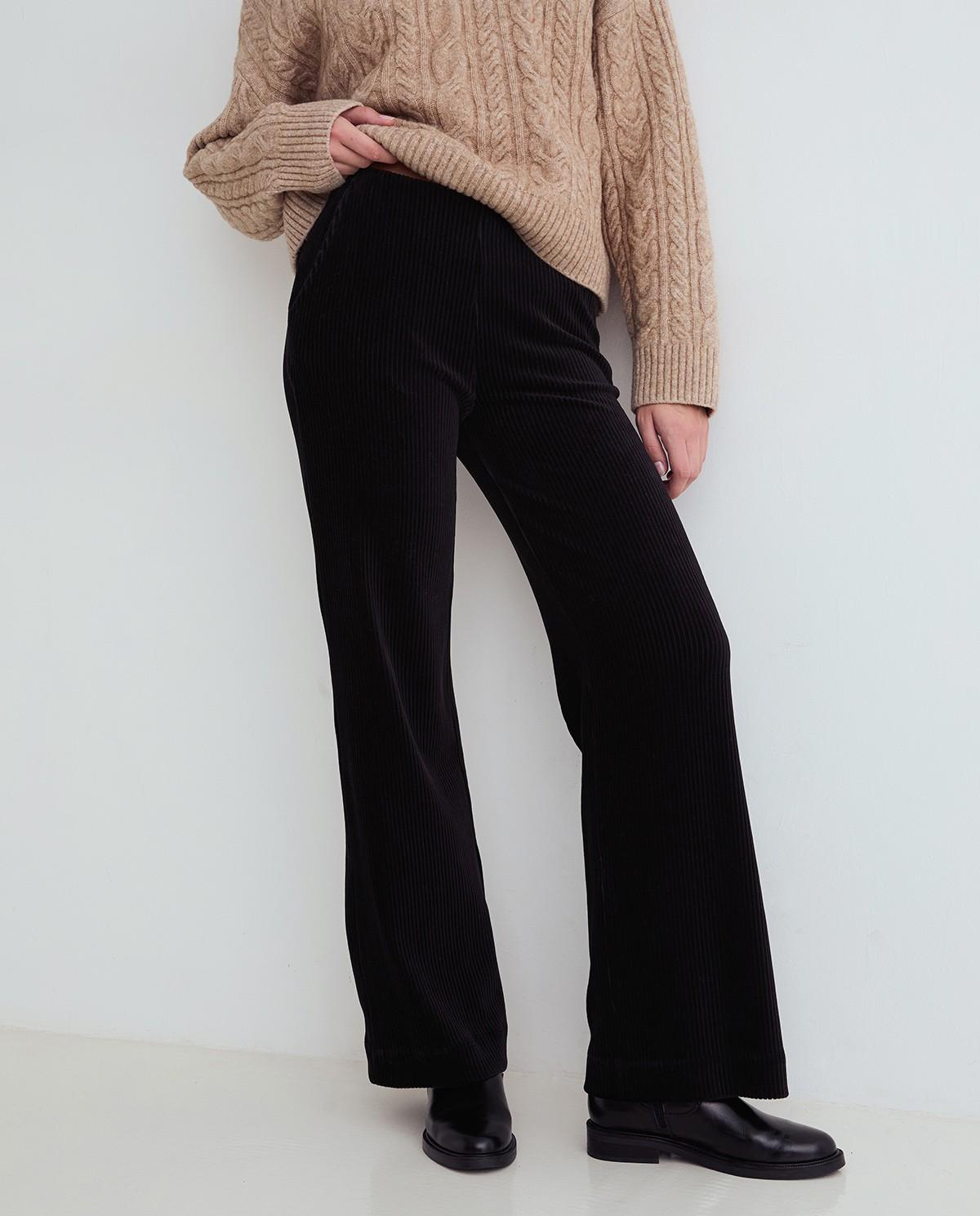 Pantalón de pana de mujer wide leg - Yerse - Negro Negro-2