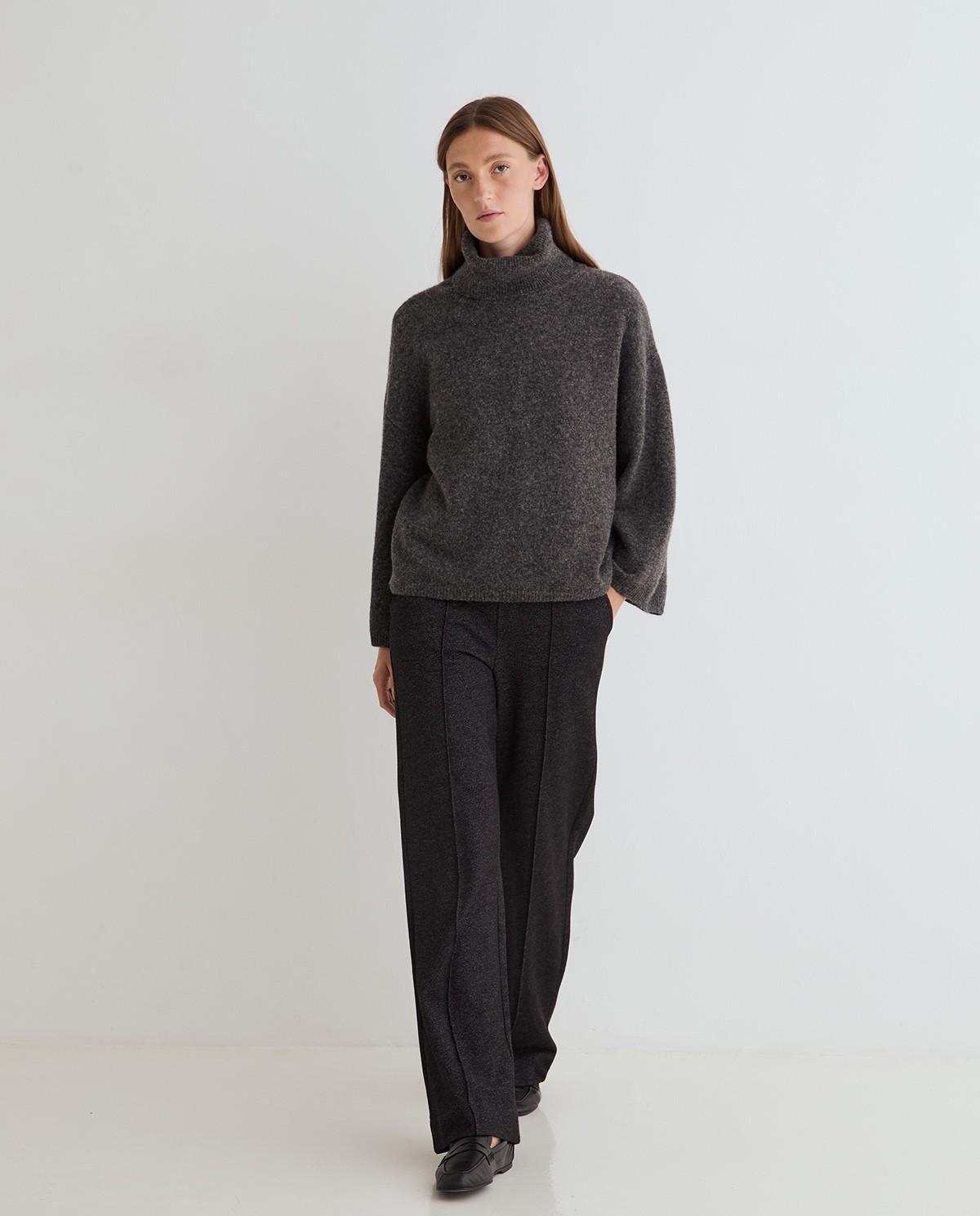 Imagen 0 de Pantalón ancho de mujer de tiro medio Gris