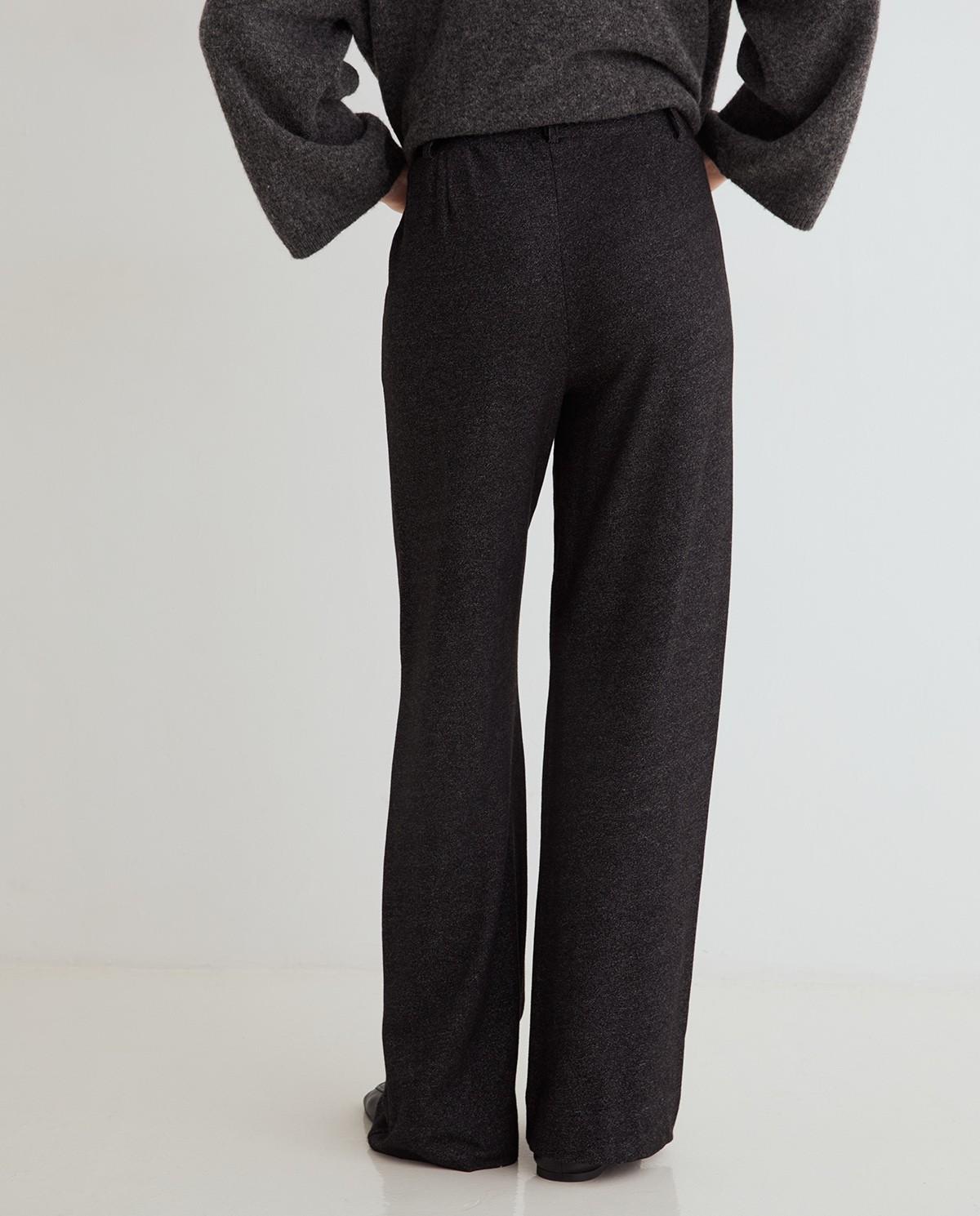Pantalón ancho de mujer de tiro medio - Yerse - Gris Gris-4