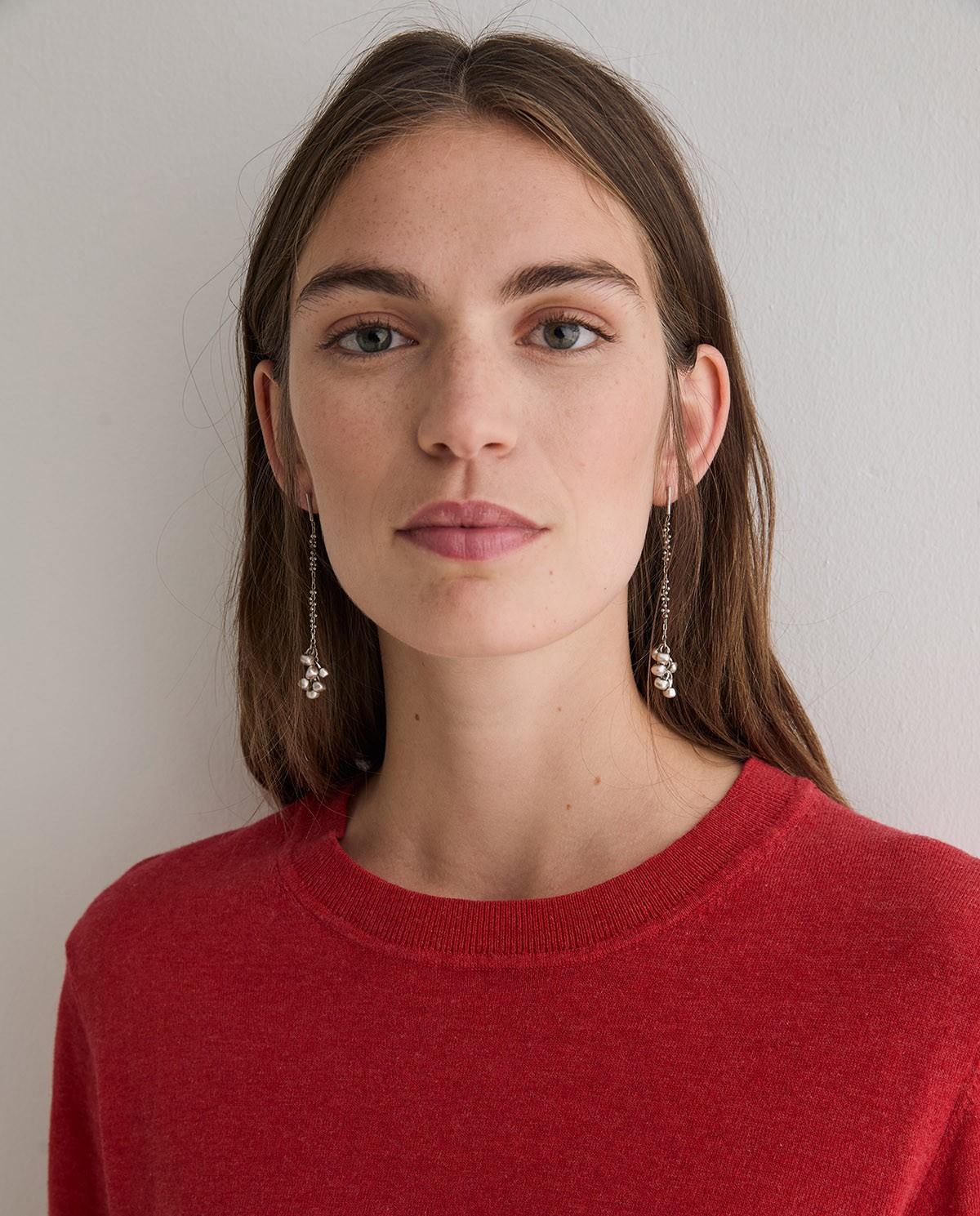 Jersey de mujer en punto fino con acabados en canalé - Yerse - Rojo Rojo-2
