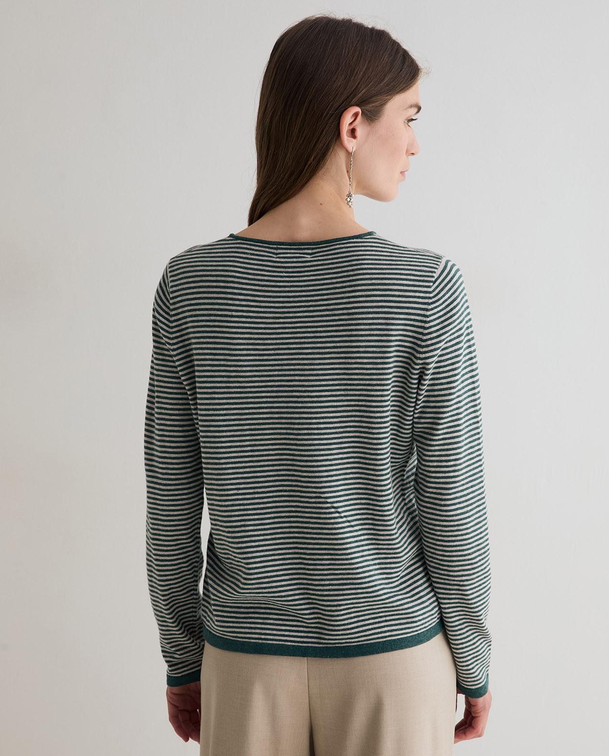 Jersey de mujer de punto fino con cuello redondo - Yerse - Bicolor Bicolor-3